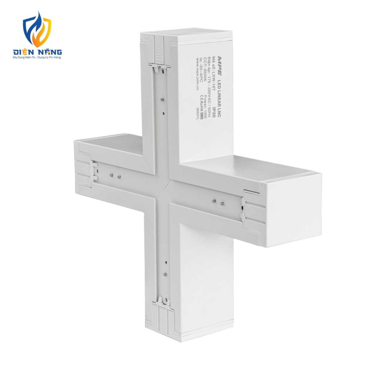 Phụ kiện thanh nối X thân màu trắng có đèn 16W ánh sáng trắng dùng cho Seri LNC mã LXW-16T - anh 3