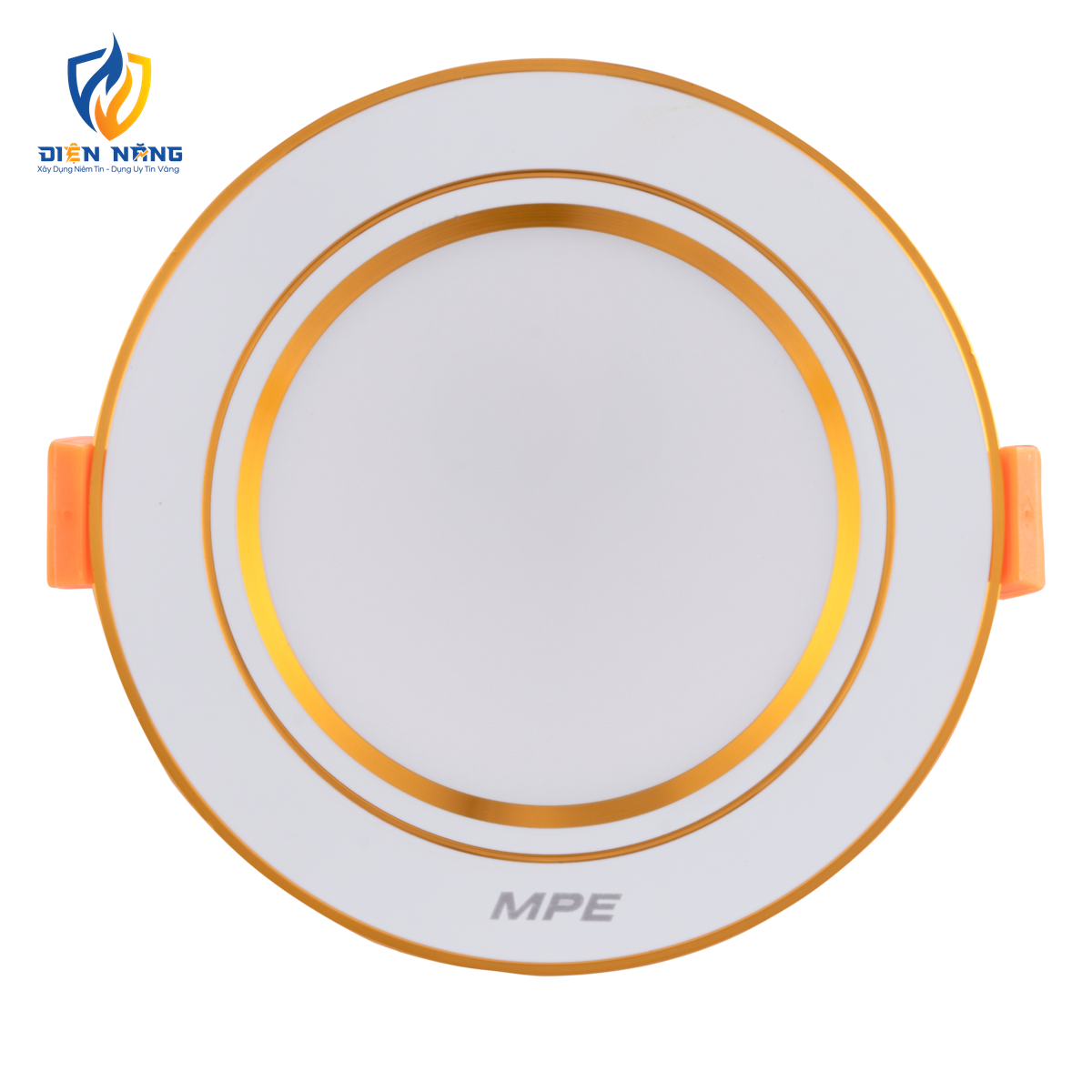 LED Downlight âm trần nhôm, viền vàng 9W, phi lớn, ánh sáng trắng DLVL-9T