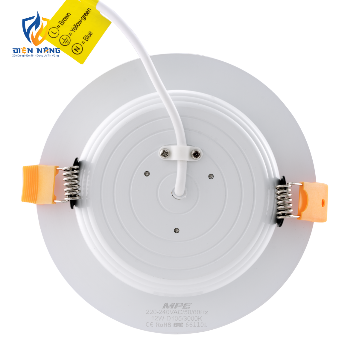 LED Downlight âm trần nhôm, viền vàng 12W ánh sáng vàng DLV-12V - anh 3