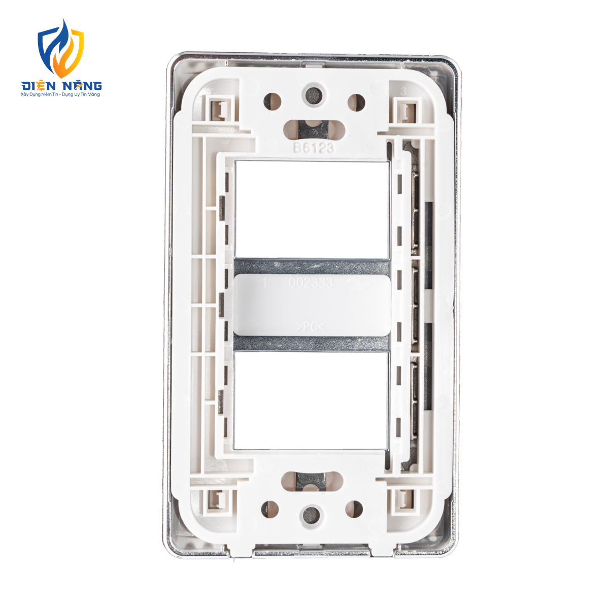 Mặt A60 dùng cho 2 thiết bị viền bạc KT120x70mm mã A602S - anh 3