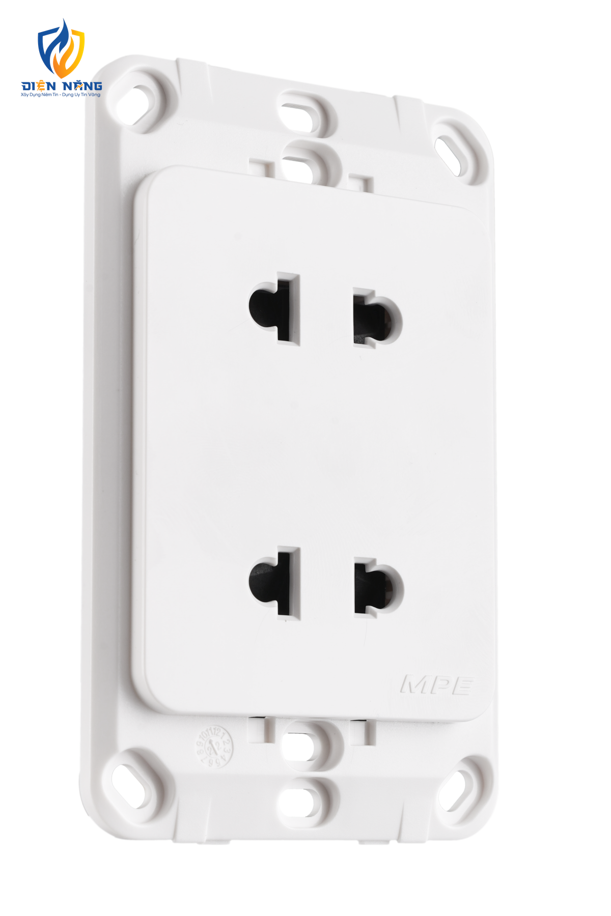 Ổ cắm đôi 2 chấu đế liền 16A KT120x70mm mã A20US2N - anh 3