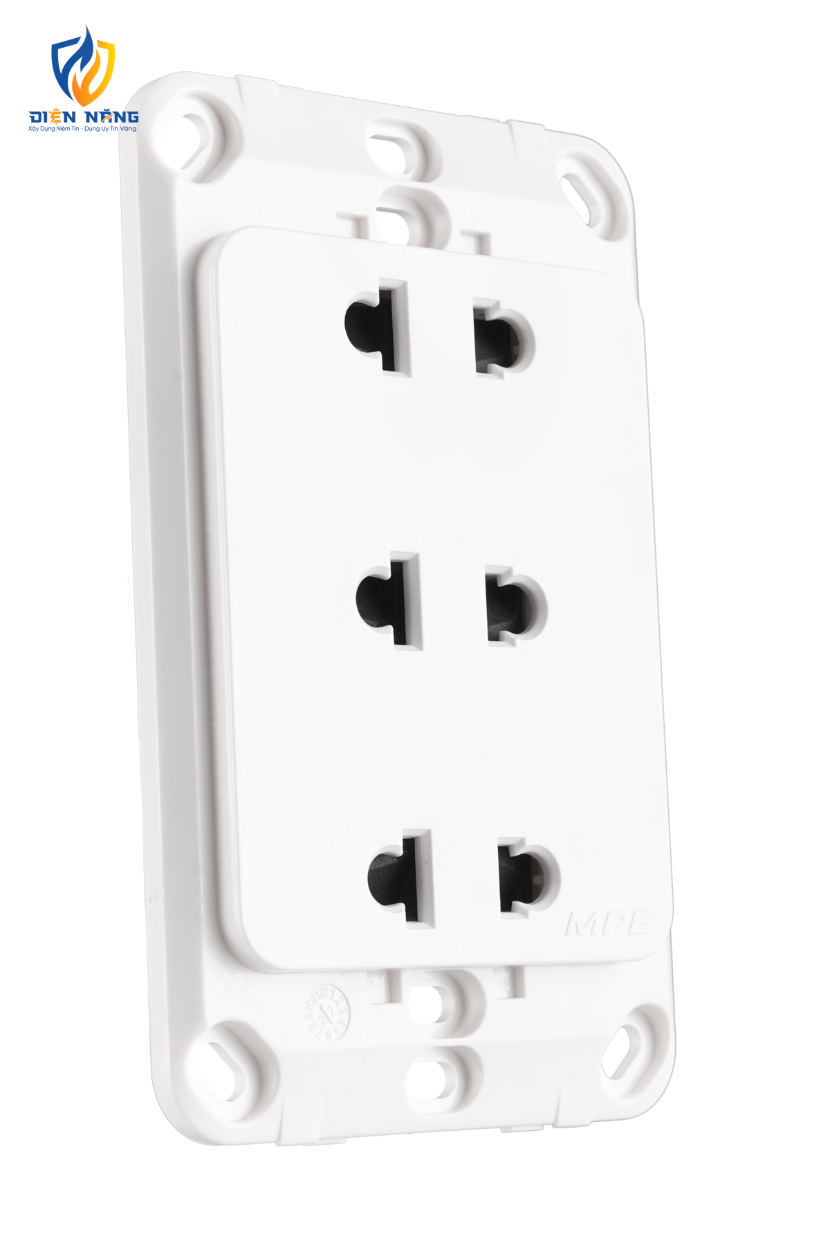 Ổ cắm ba 2 chấu đế liền 16A KT120x70mm mã A20US3N - anh 3