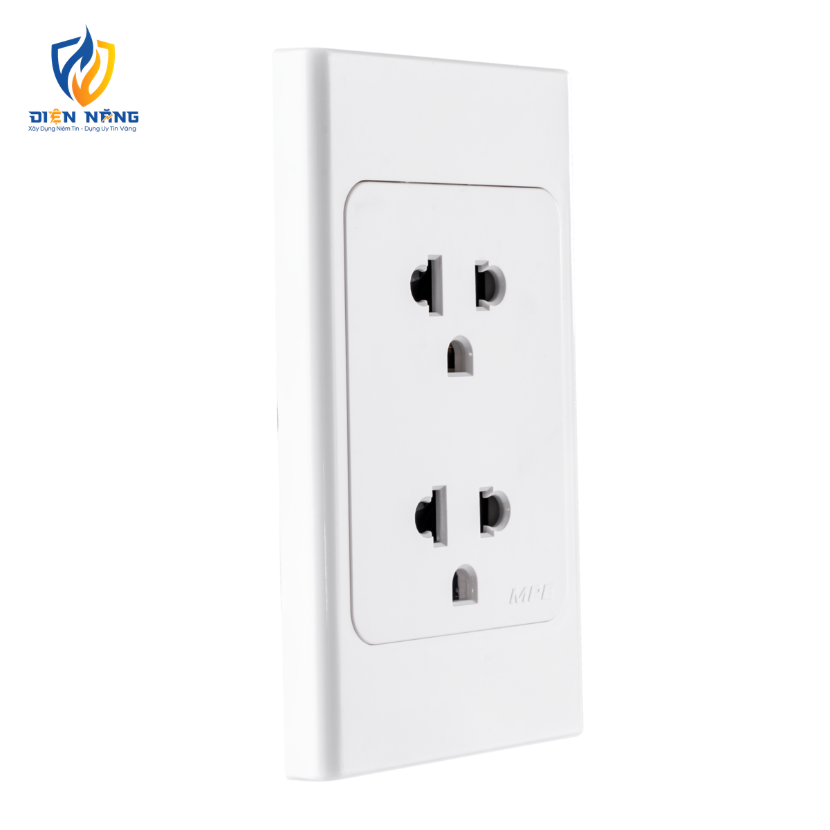 Ổ cắm đôi 3 chấu đế liền 16A. KT120x70mm mã A20UES2N - anh 2