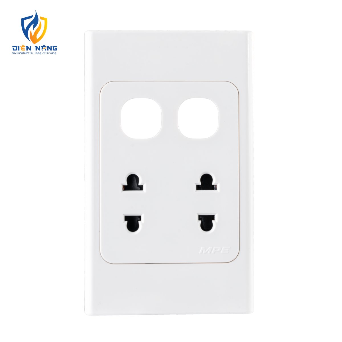 Ổ cắm đôi 2 chấu 16A + 2 Lỗ mã A20US2XXN