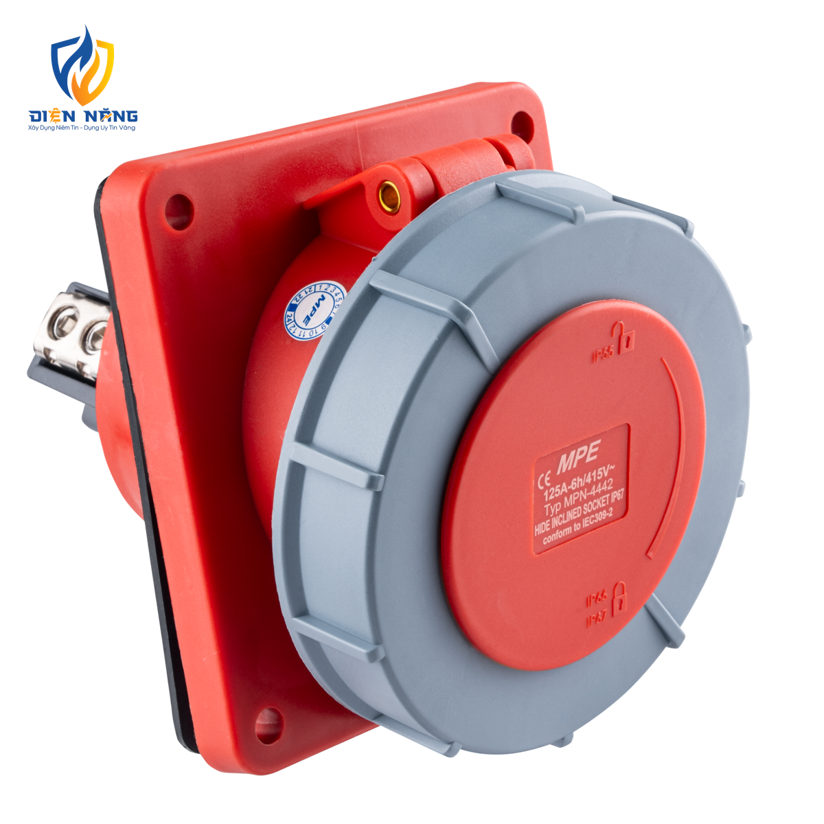 Ổ cắm loại cố định bắt trên bảng điện xéo 4 cực, 125A, IP67 mã MPN-4442 - anh 2