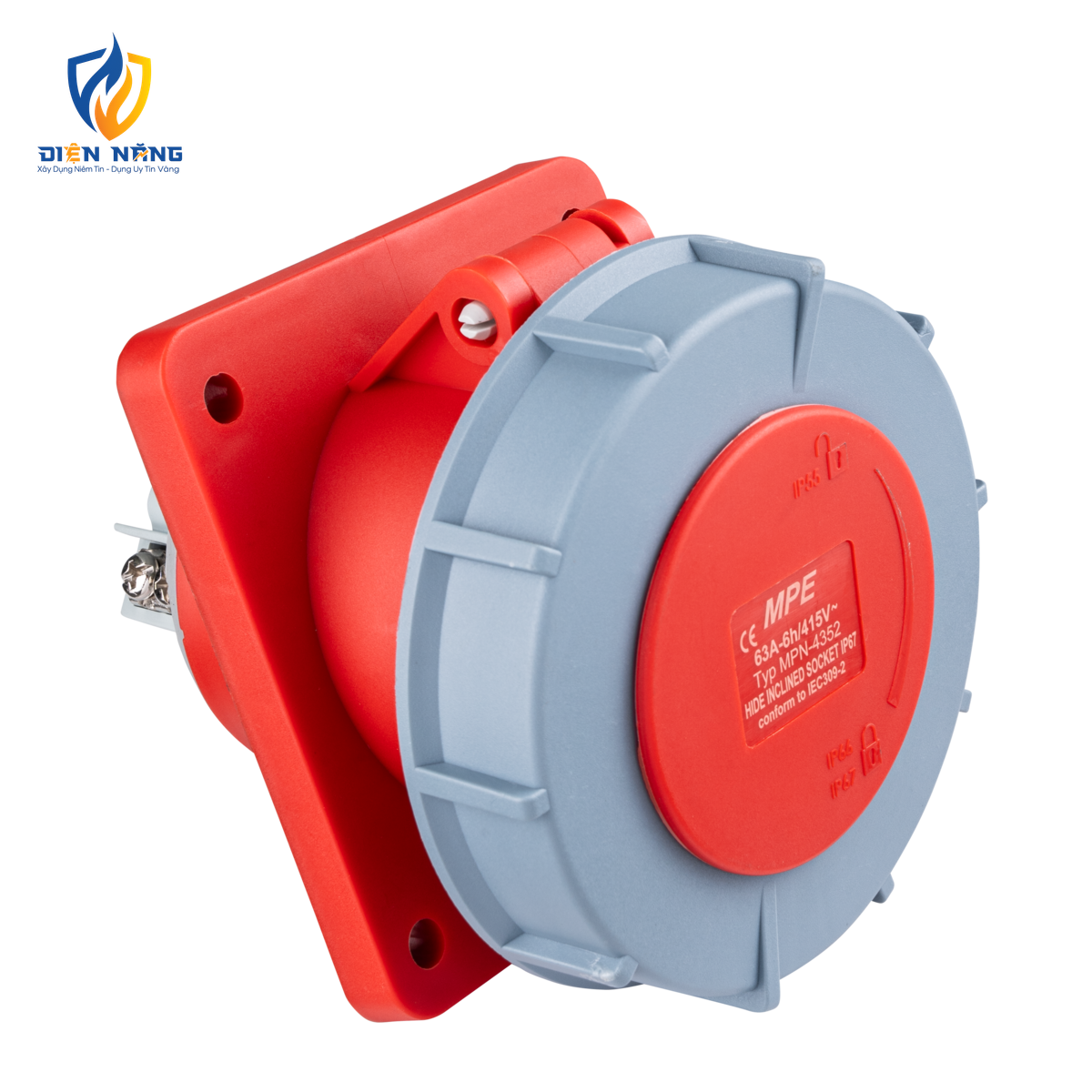 Ổ cắm loại cố định bắt trên bảng điện xéo 5 cực, 63A, IP67 mã MPN-4352 - anh 2