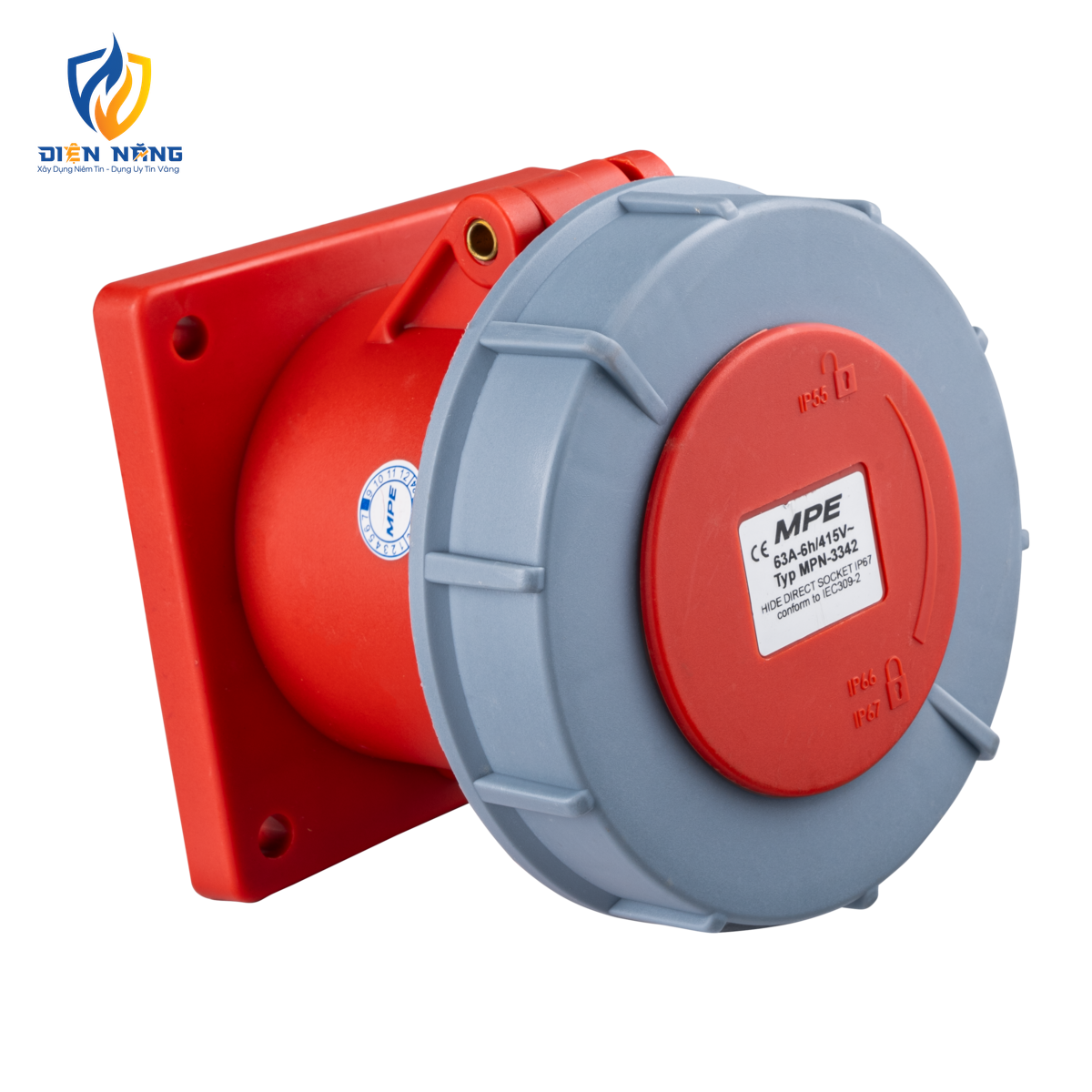 Ổ cắm loại cố định bắt trên bảng điện 4 cực, 63A, IP67 mã MPN-3342 - anh 2
