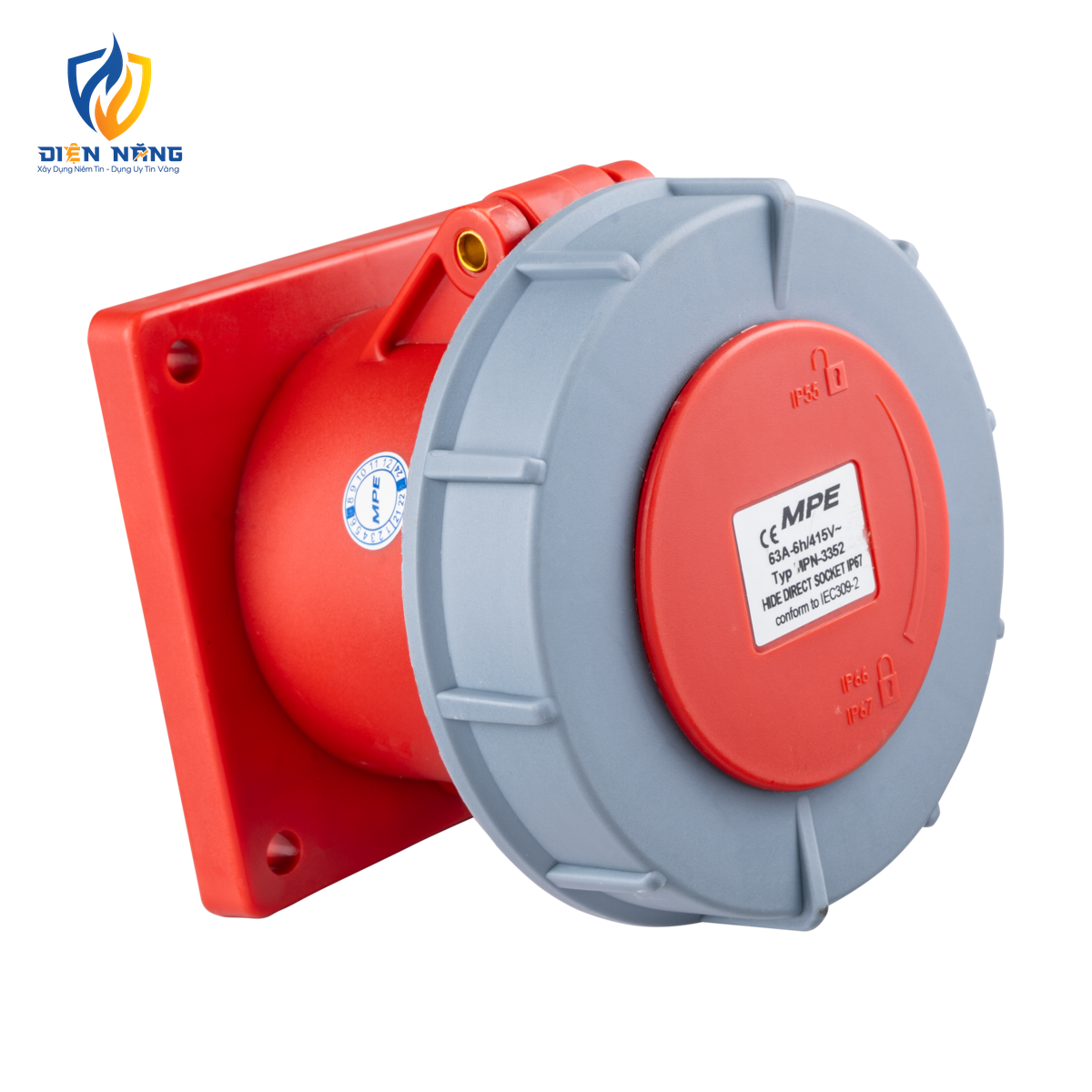 Ổ cắm loại cố định bắt trên bảng điện 5 cực, 63A, IP67 mã MPN-3352 - anh 3