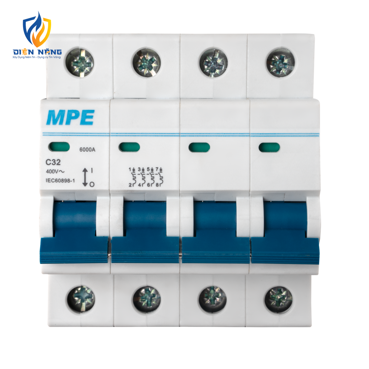 Cầu dao tự động MCB 4 cực, 32A, 6kA mã MP6-C432