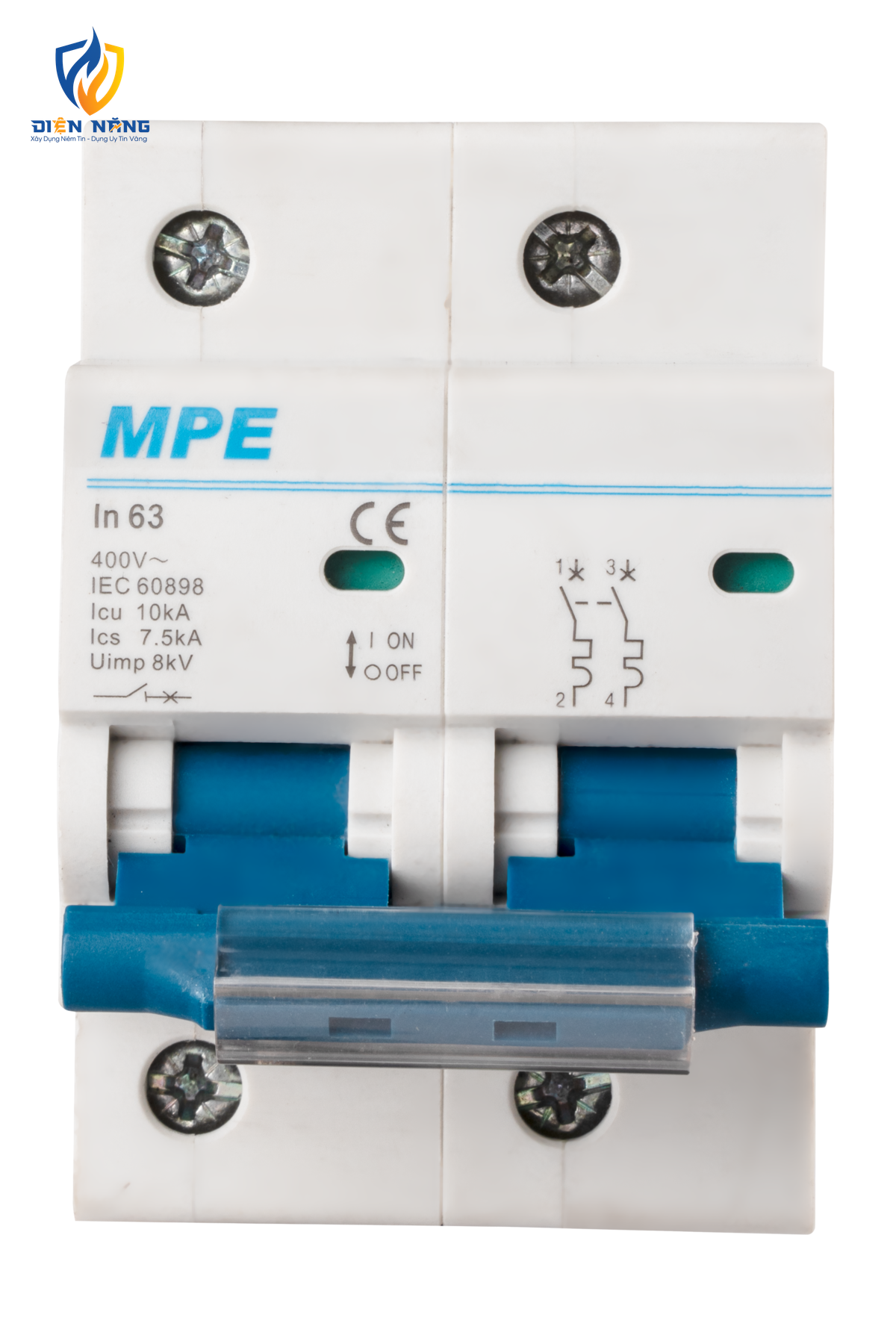Cầu dao tự động MCB 2 cực, 63A, 10kA mã MP10-C263