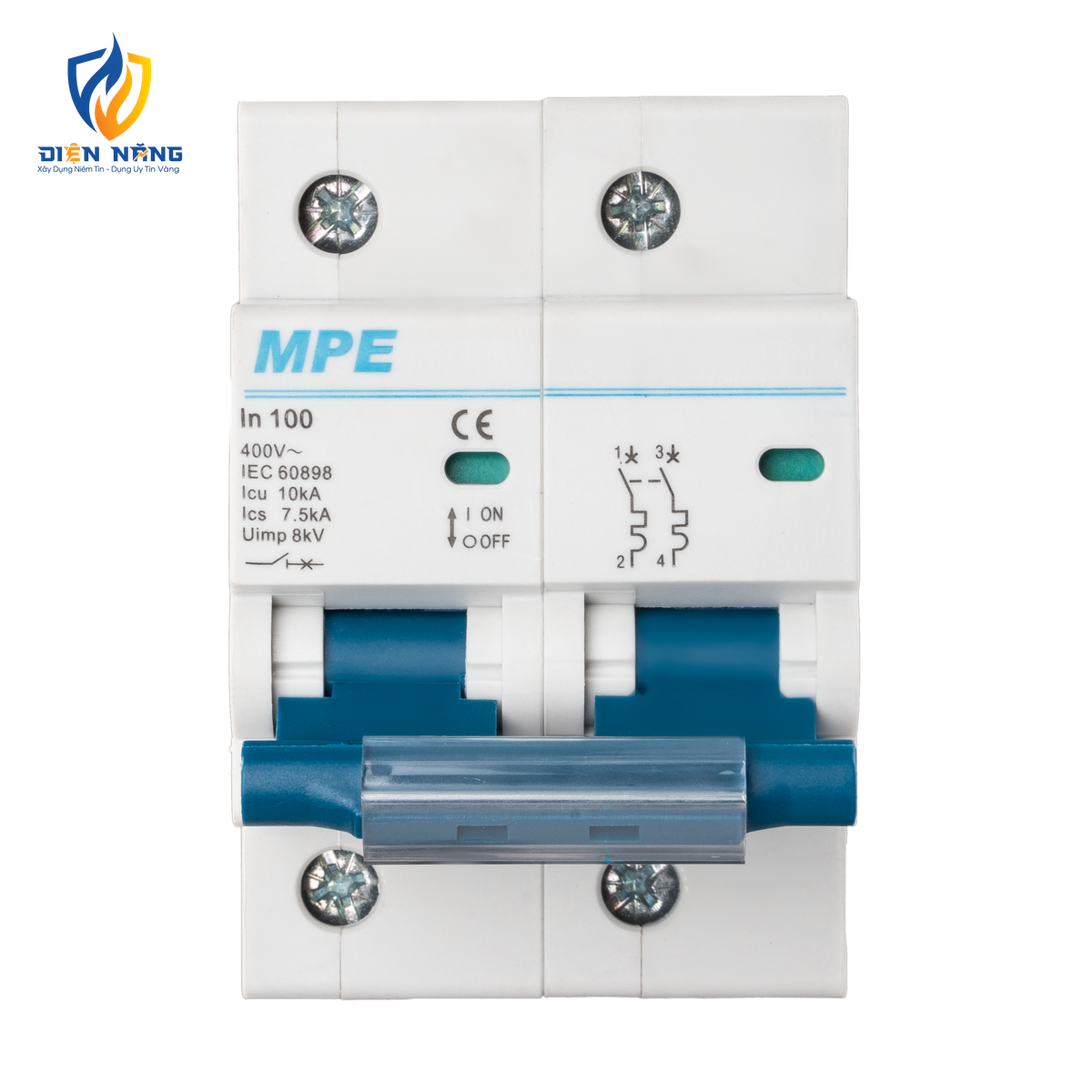Cầu dao tự động MCB 2 cực, 100A, 10kA mã MP10-C2100