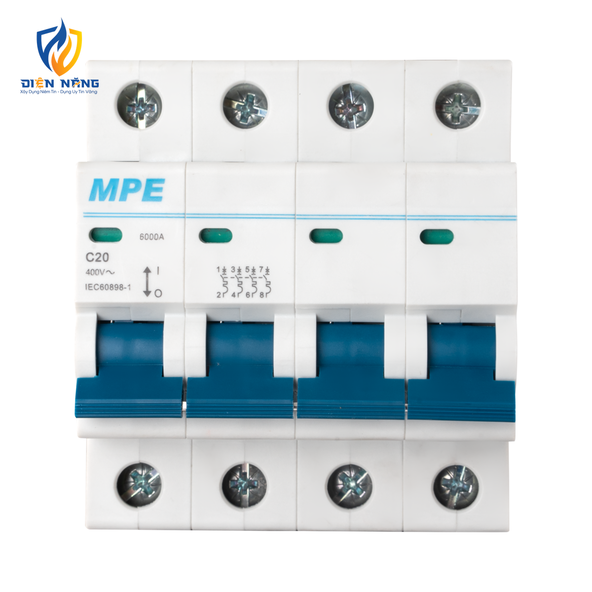 Cầu dao tự động MCB 4 cực, 20A, 6kA mã MP6-C420