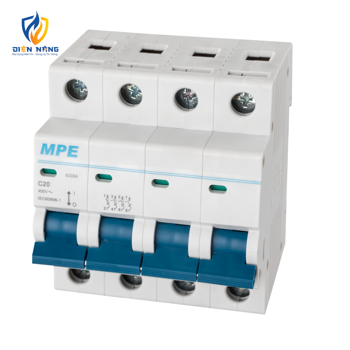 Cầu dao tự động MCB 4 cực, 20A, 6kA mã MP6-C420 - anh 2