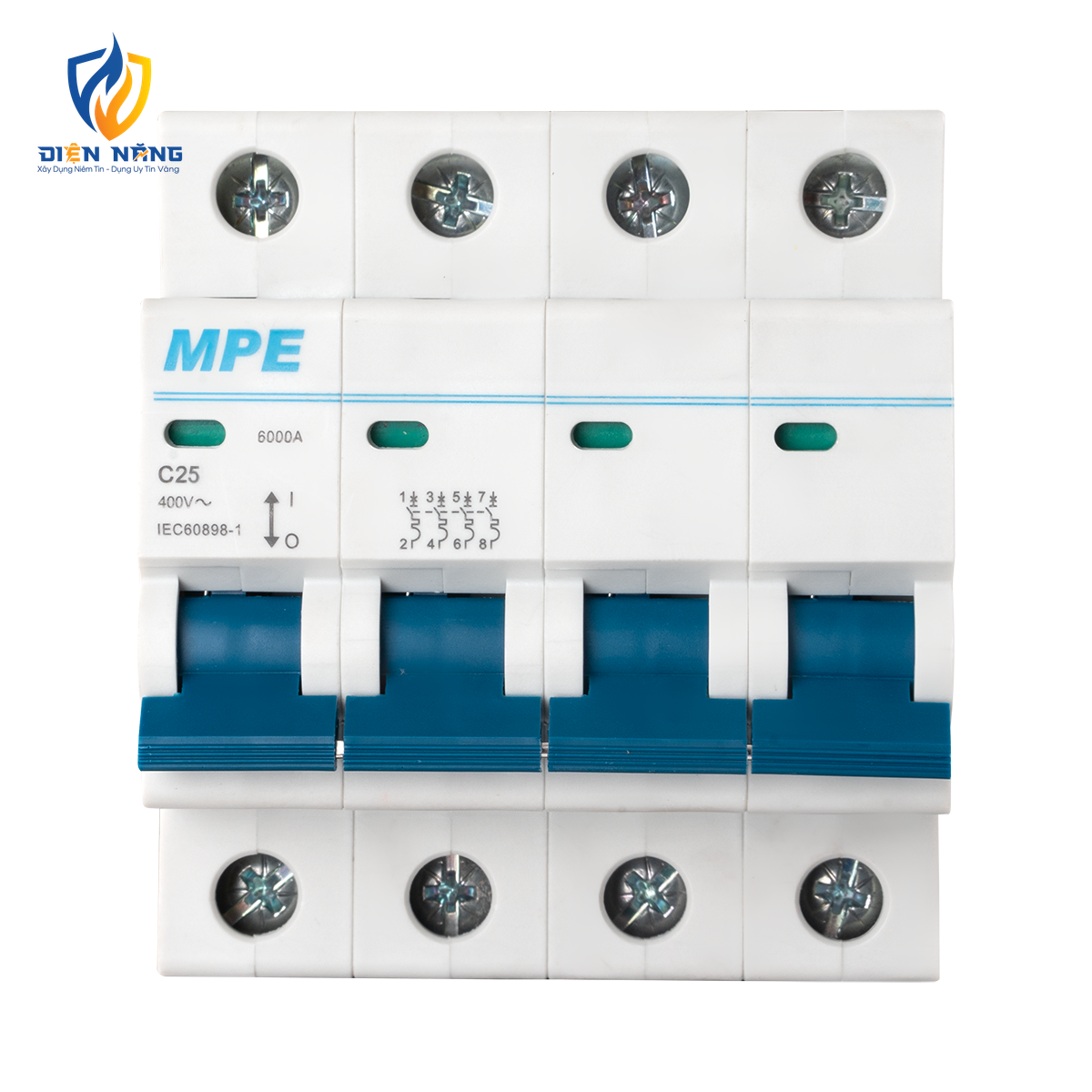 Cầu dao tự động MCB 4 cực, 25A, 6kA mã MP6-C425