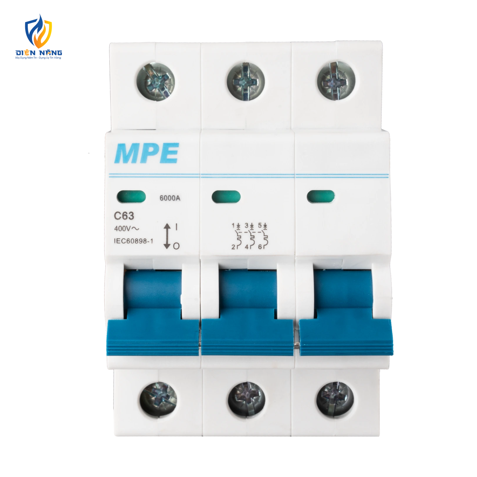 Cầu dao tự động MCB 3 cực, 63A, 6kA mã MP6-C363
