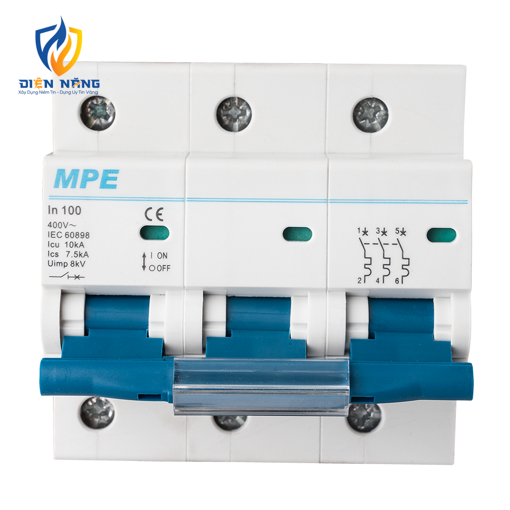 Cầu dao tự động MCB 3 cực, 100A, 10kA mã MP10-C3100