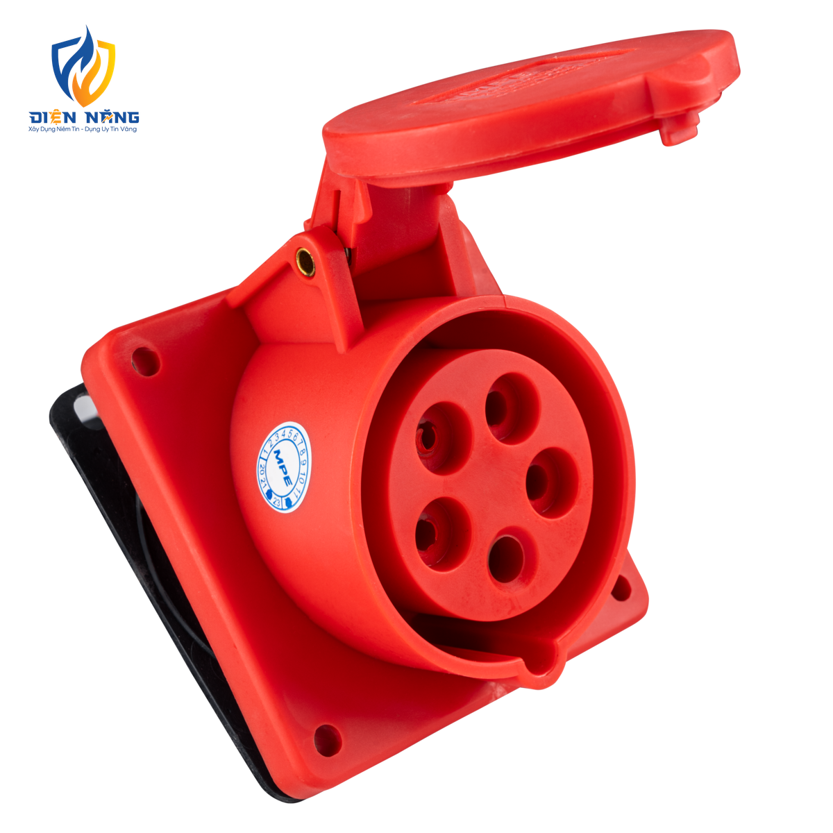 Ổ cắm loại cố định bắt trên bảng điện xéo 5 cực, 16A, IP44 mã MPN-415