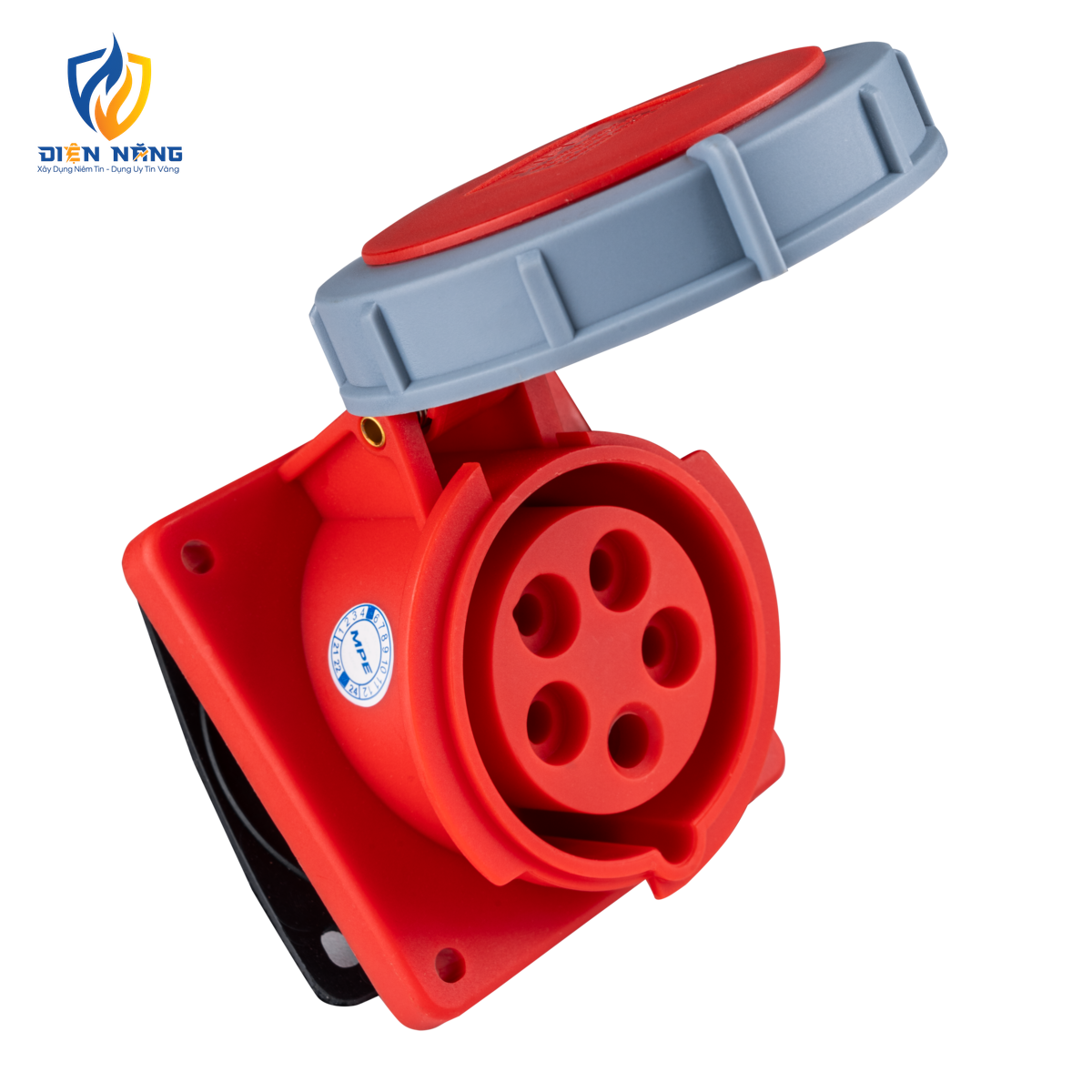 Ổ cắm loại cố định bắt trên bảng điện xéo 5 cực, 16A, IP67 mã MPN-4152