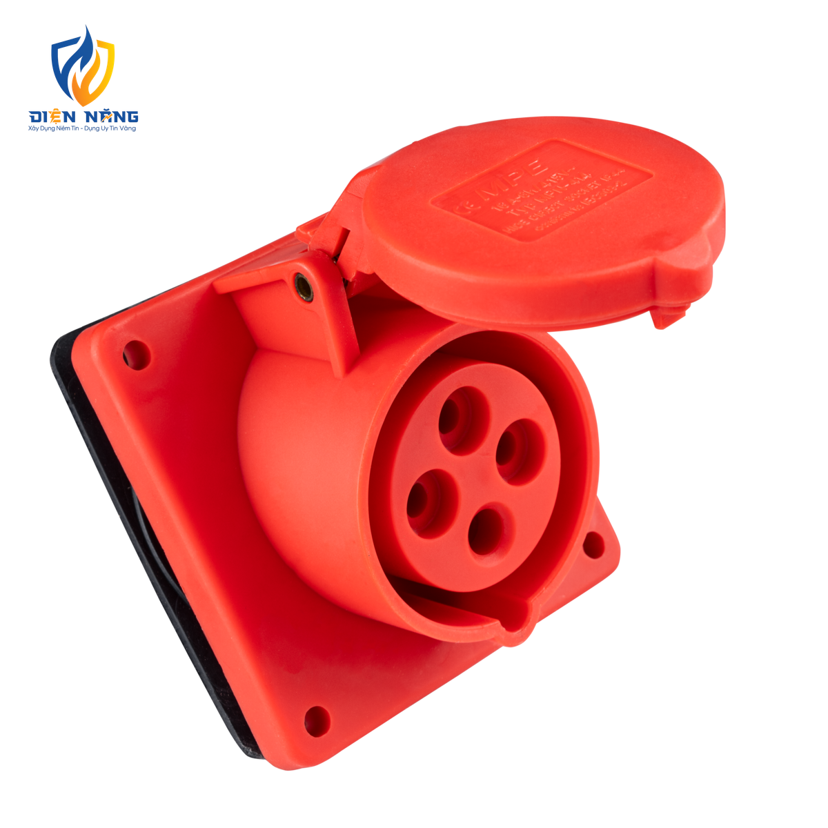 Ổ cắm loại cố định bắt trên bảng điện xéo 4 cực, 16A, IP44 mã MPN-414