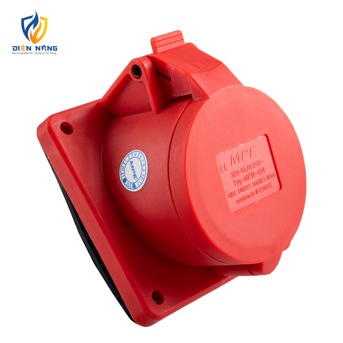 Ổ cắm loại cố định bắt trên bảng điện xéo 4 cực, 32A, IP44 mã MPN-424 - anh 3