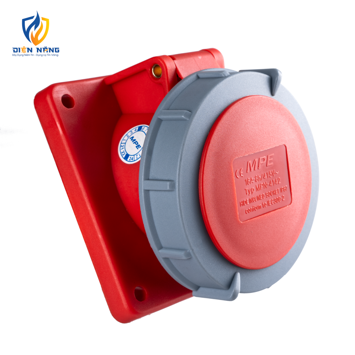 Ổ cắm loại cố định bắt trên bảng điện xéo 4 cực, 16A, IP67 mã MPN-4142 - anh 2