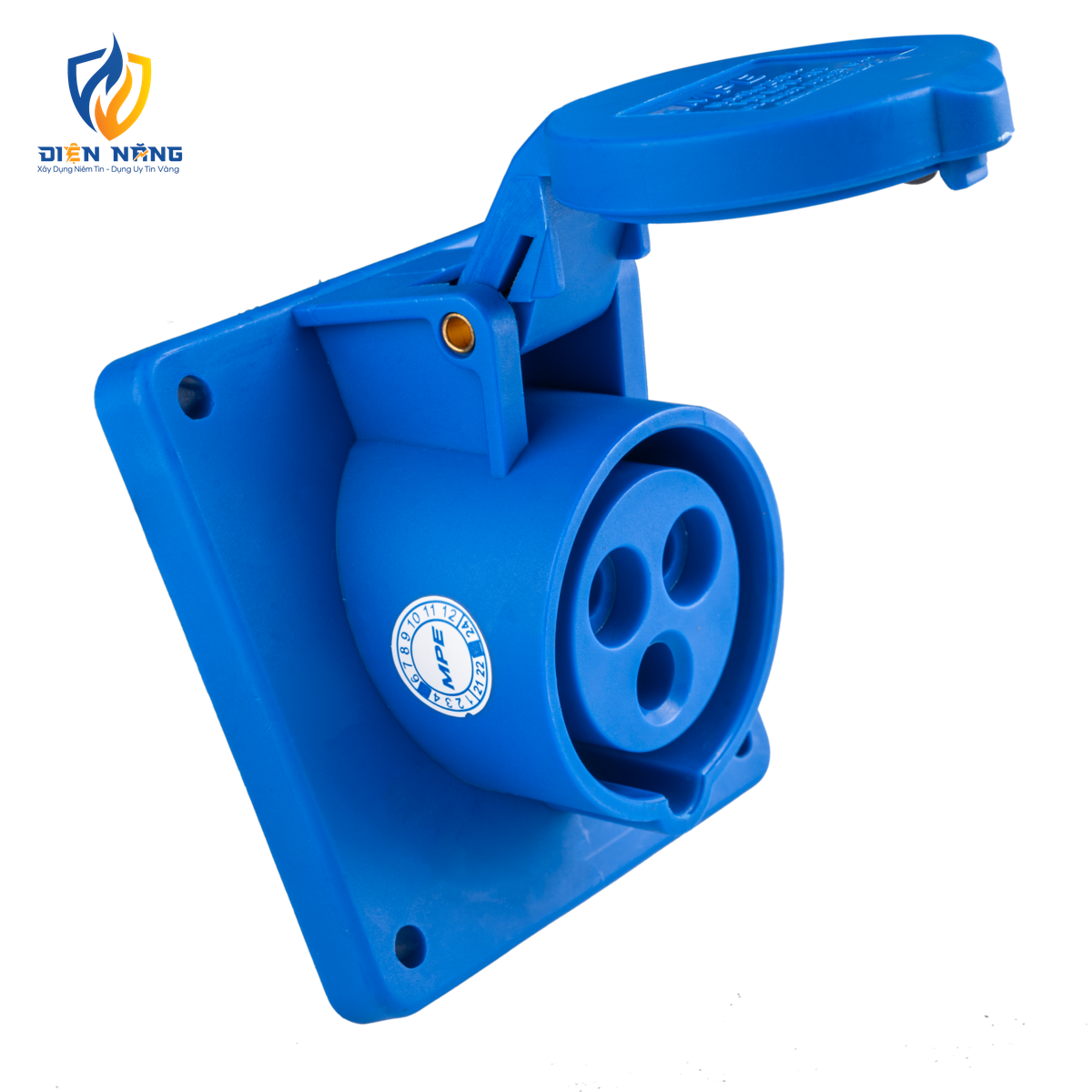 Ổ cắm loại cố định bắt trên bảng điện xéo 3 cực, 16A, IP44 mã MPN-413