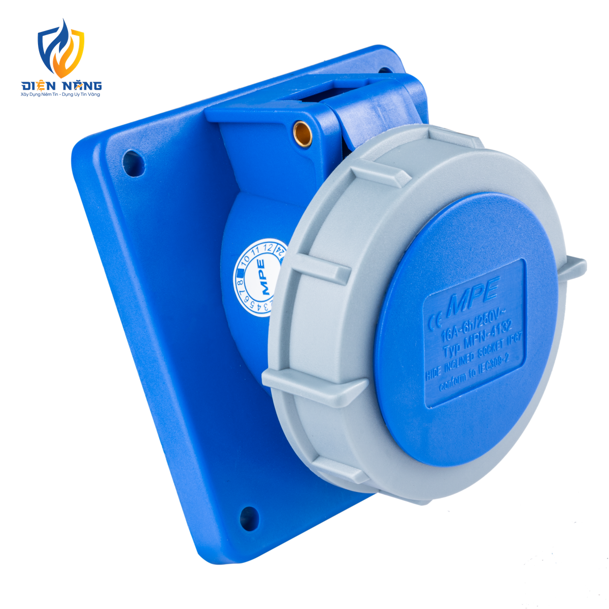 Ổ cắm loại cố định bắt trên bảng điện xéo 3 cực, 16A, IP67 mã MPN-4132 - anh 2