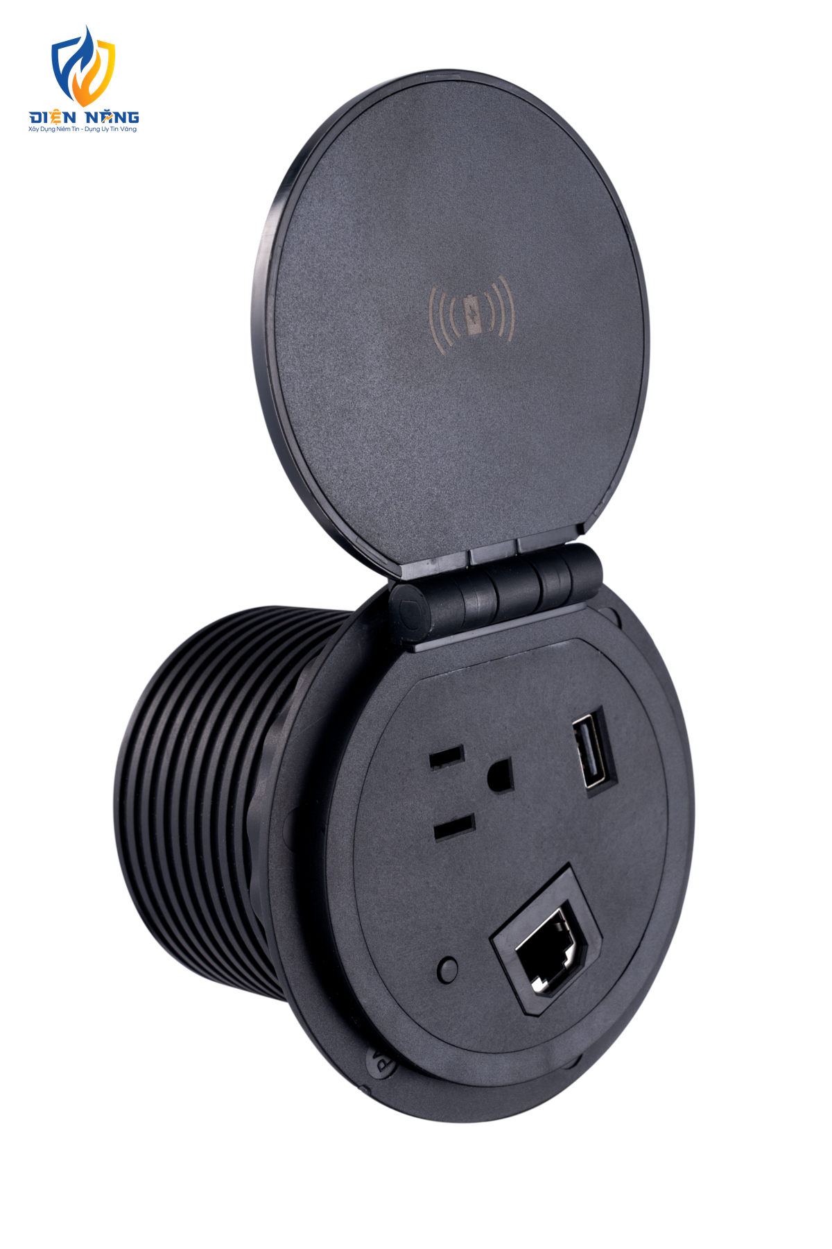 Ổ cắm âm bàn 1 ổ cắm ba chấu Tích hợp sạc không dây TBS3 - anh 2
