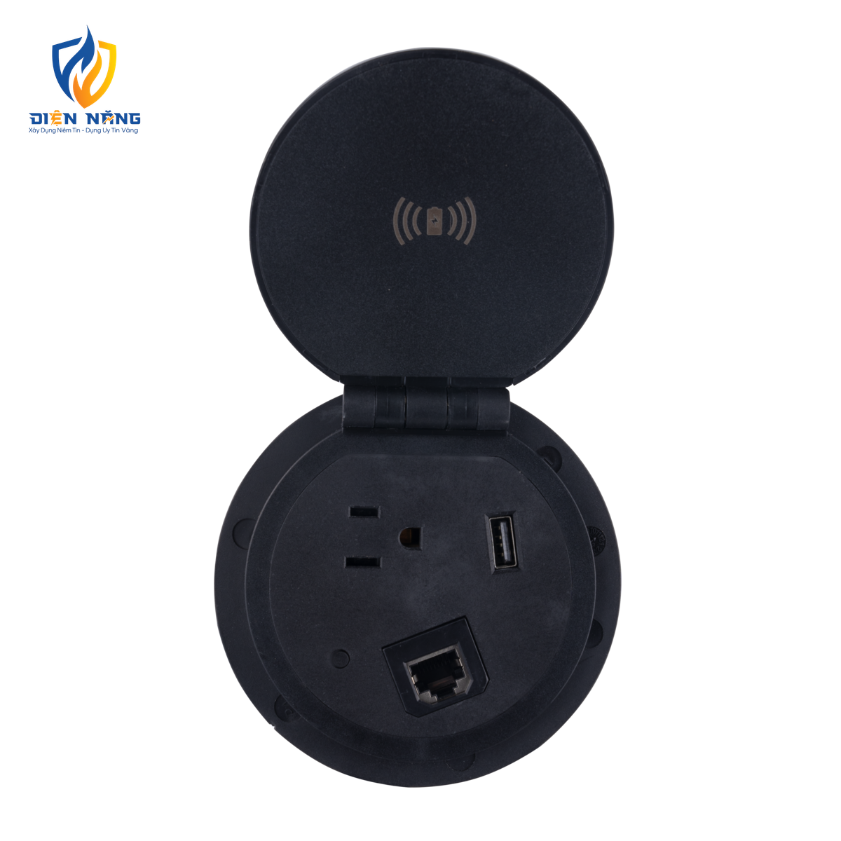 Ổ cắm âm bàn 1 ổ cắm ba chấu Tích hợp sạc không dây TBS3 - anh 5