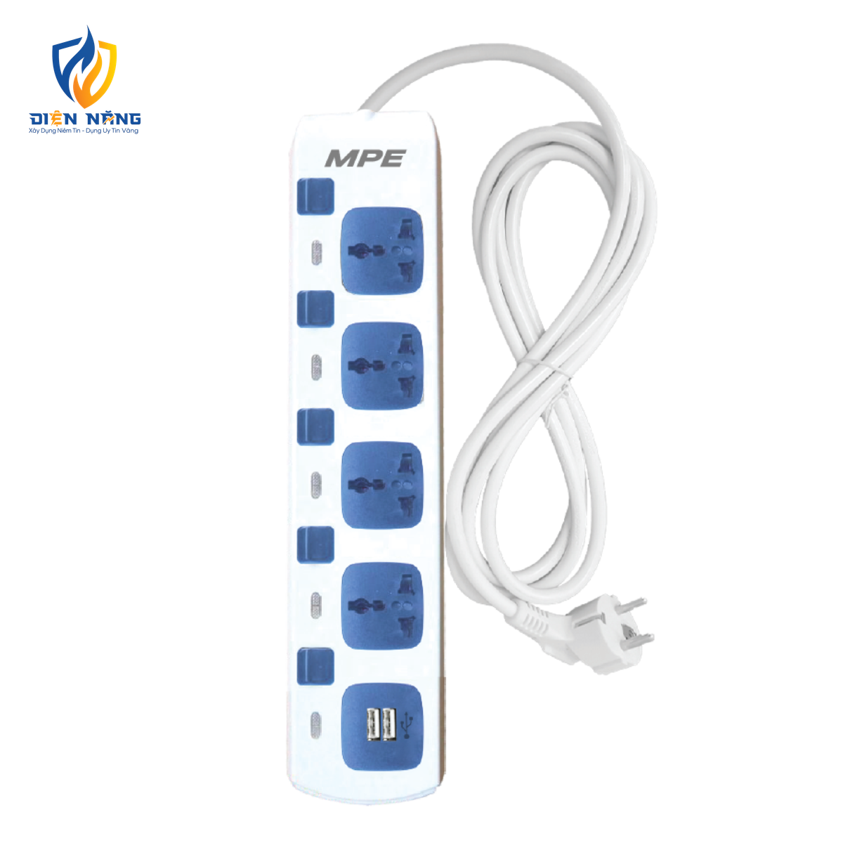Ổ cắm di động 4 ổ cắm đa năng, Tích hợp 2 cổng sạc USB mã AM4S-2USB
