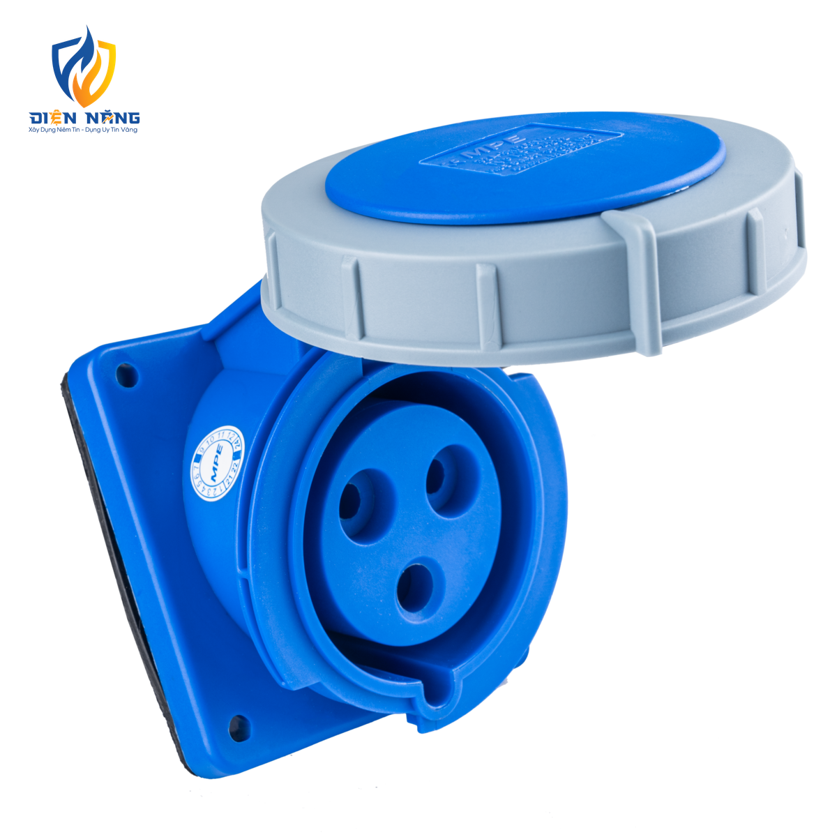 Ổ cắm loại cố định bắt trên bảng điện xéo 3 cực, 32A, IP67 mã MPN-4232