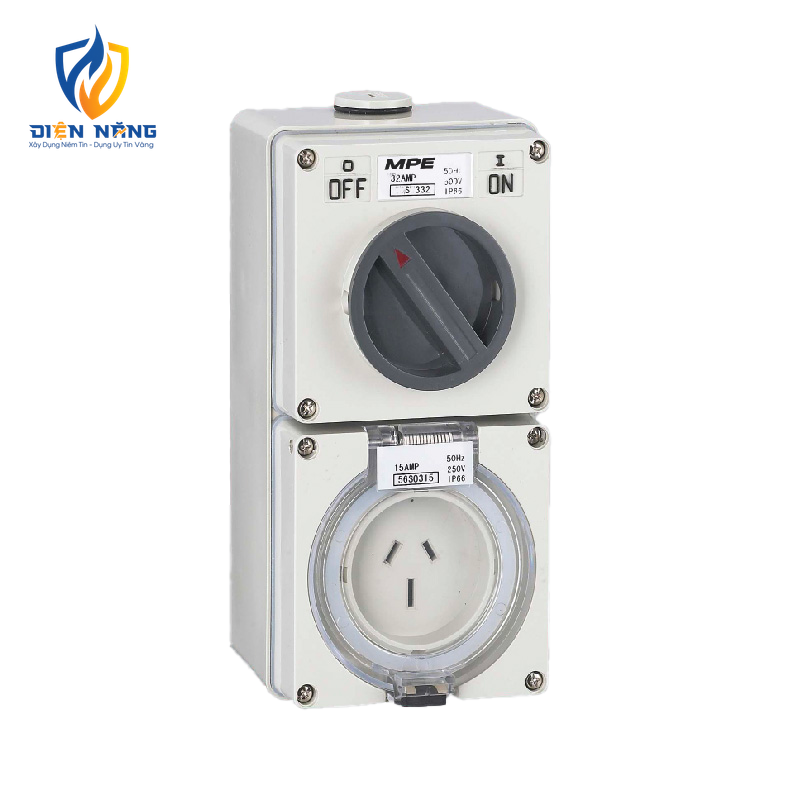 Ổ cắm kết hợp công tắc 3 cực IP66, 15A, 250V mã S-315