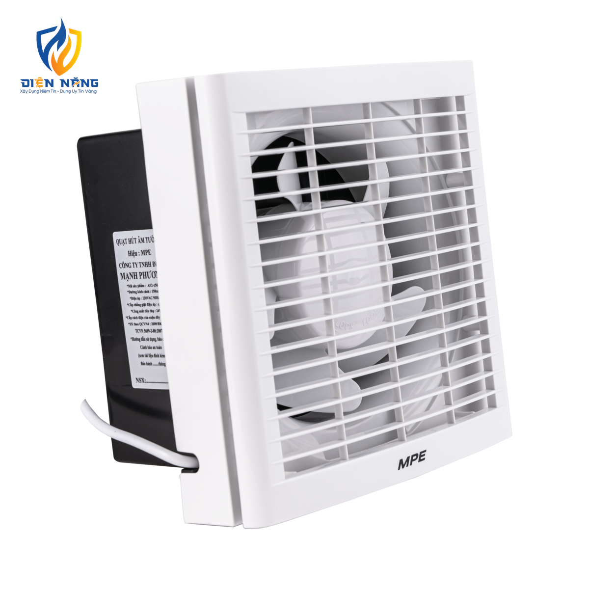 Quạt hút âm tường mô tơ bạc đạn, mặt vuông, đục lỗ tường 192mm mã AF2-150 - anh 2