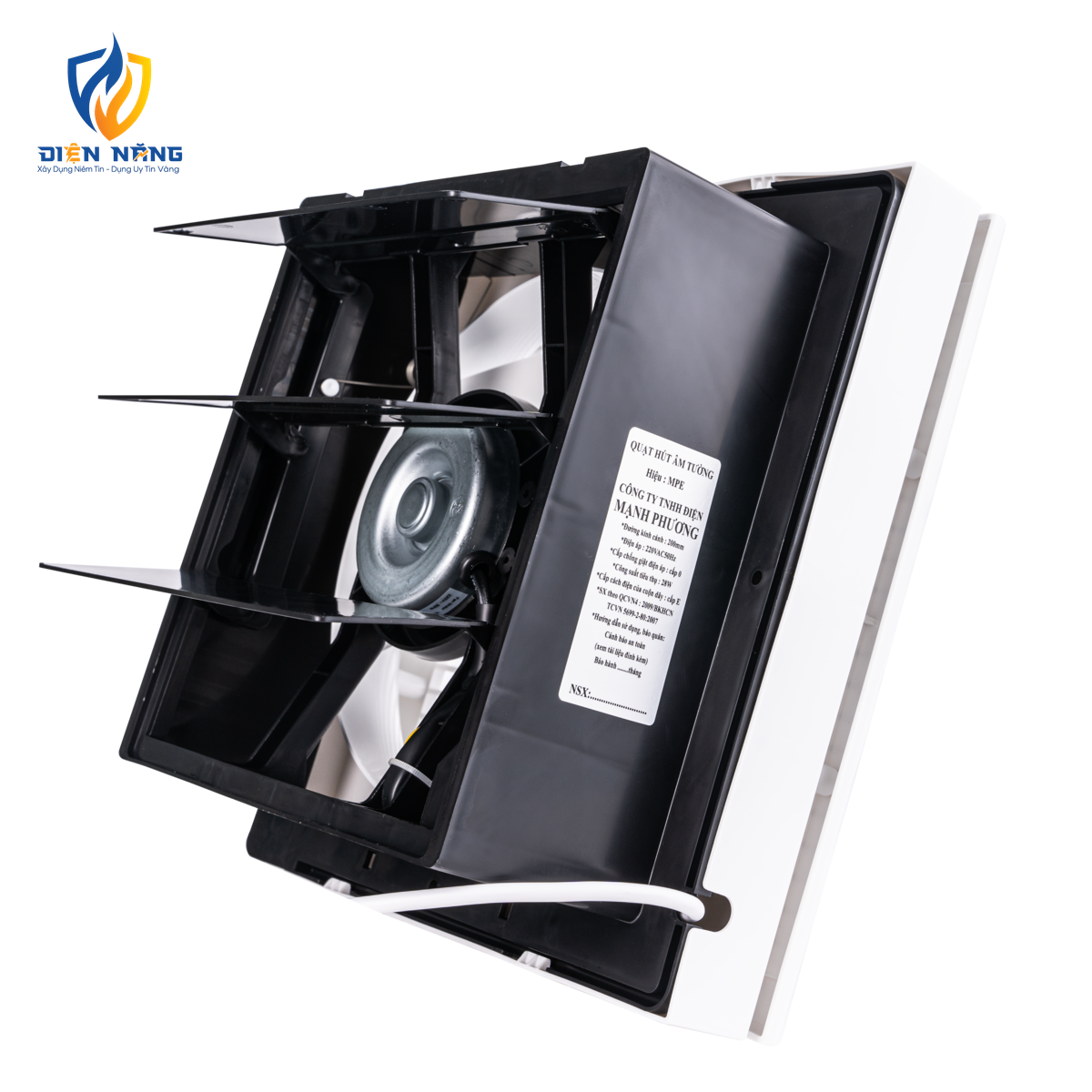 Quạt hút âm tường mô tơ bạc đạn, mặt vuông, đục lỗ tường 240mm mã AF2-200 - anh 3