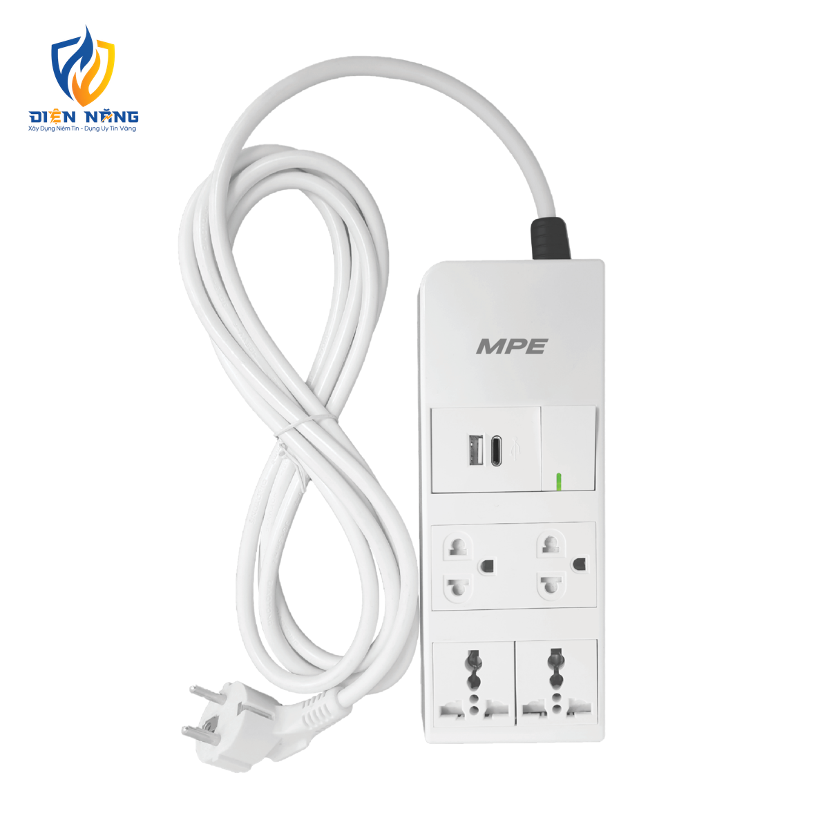 Ổ cắm di động 3 ổ cắm, Tích hợp sạc USB, type C và công tắc 1 chiều AM6S4