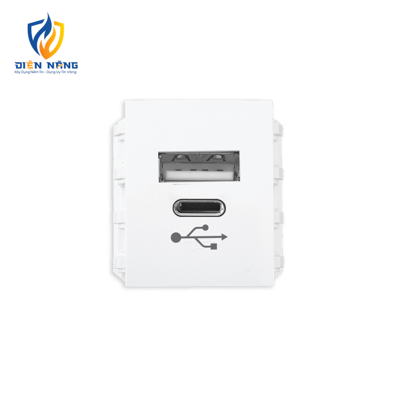 Ổ cắm sạc USB type A và type C, dòng điện DC 5V-3.1A mã A6USB-A/C