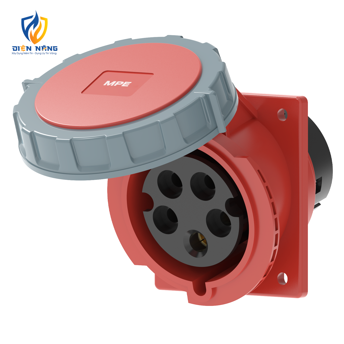 Ổ cắm loại cố định bắt trên bảng điện xéo 5 cực, 32A, IP67 mã MPN2-4252