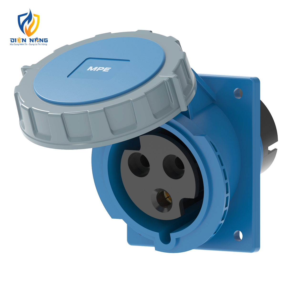 Ổ cắm loại cố định bắt trên bảng điện xéo 3 cực, 32A, IP67 mã MPN2-4232