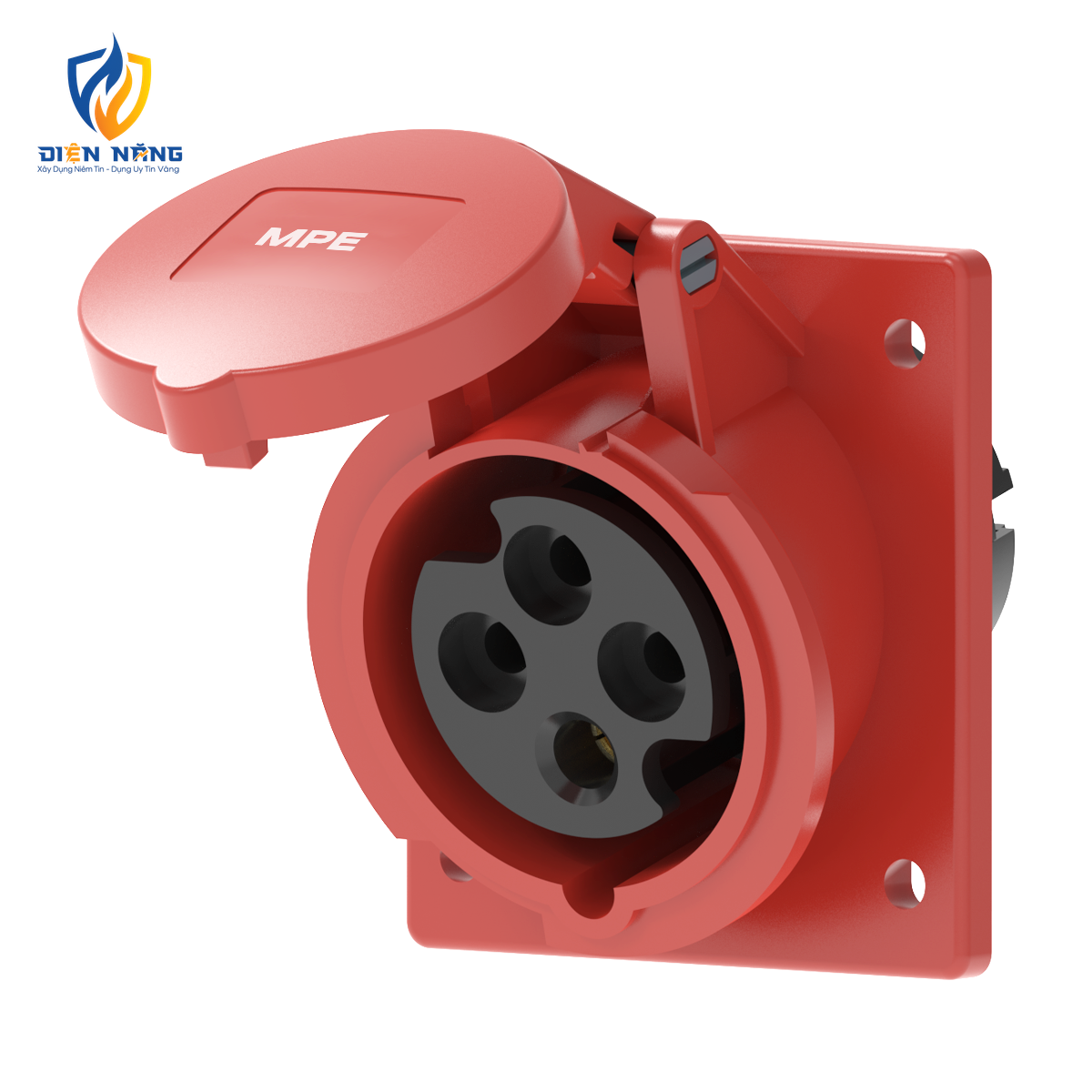 Ổ cắm loại cố định bắt trên bảng điện xéo 4 cực, 16A, IP44 mã MPN2-414