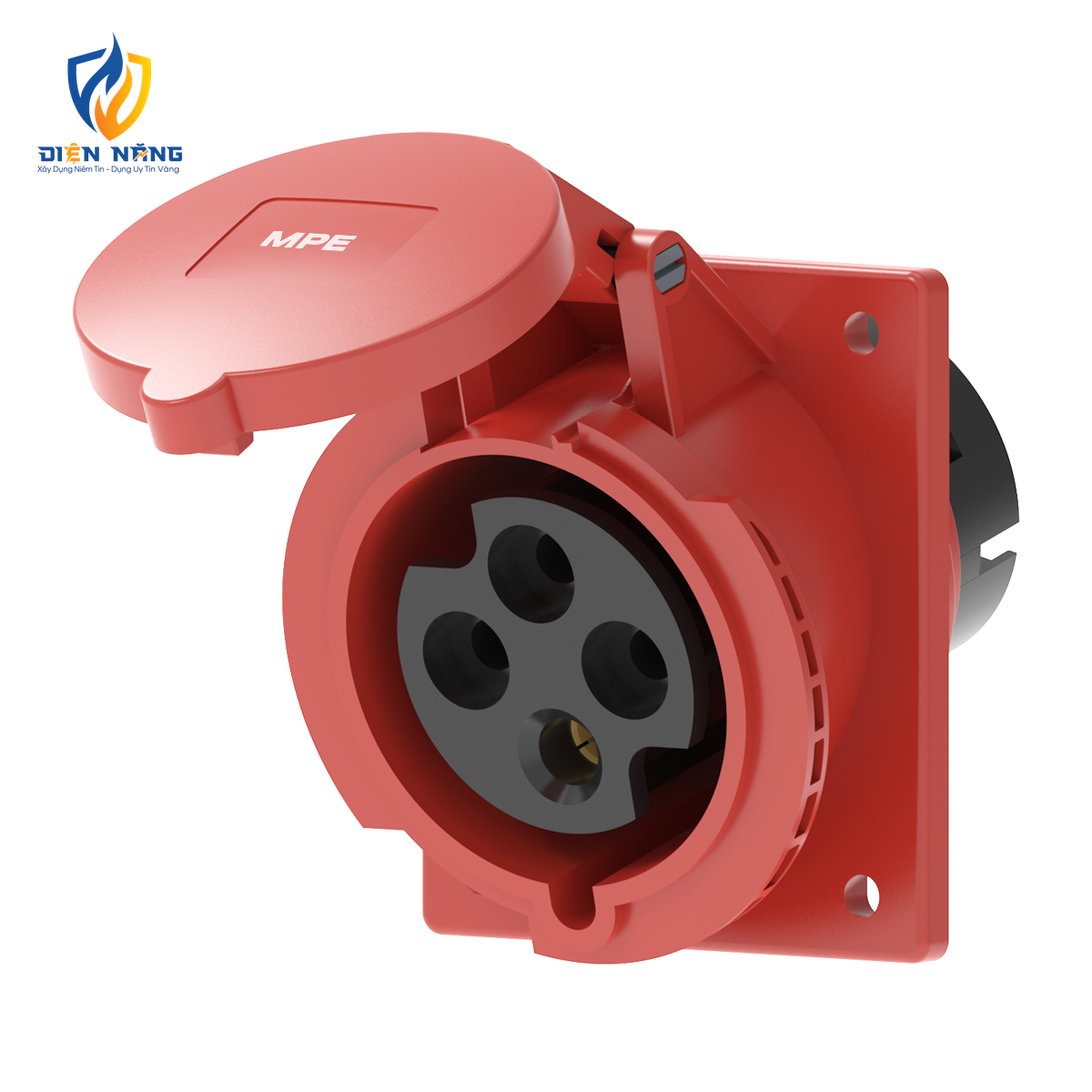 Ổ cắm loại cố định bắt trên bảng điện xéo 4 cực, 32A, IP44 mã MPN2-424