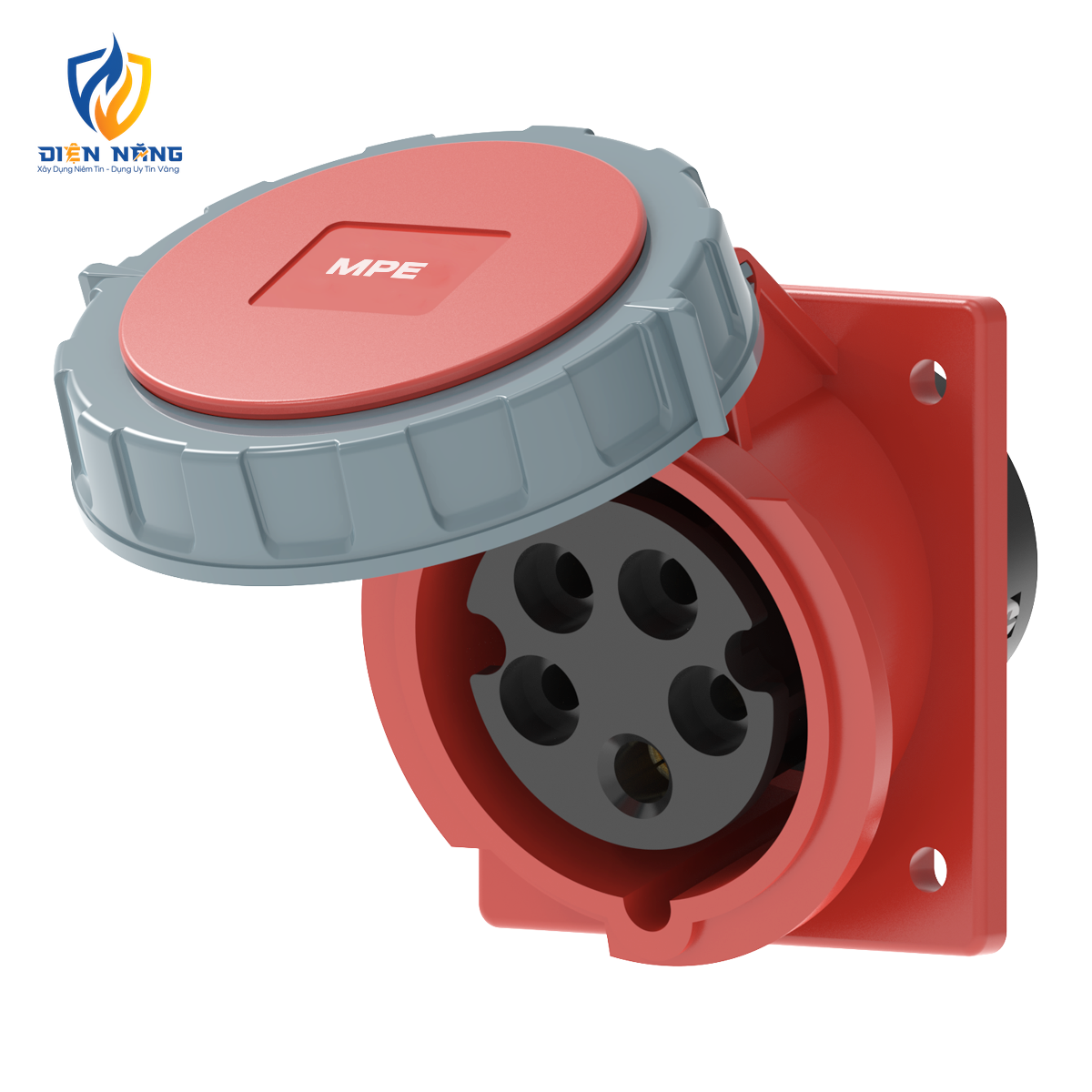Ổ cắm loại cố định bắt trên bảng điện xéo 5 cực, 16A, IP67 mã MPN2-4152