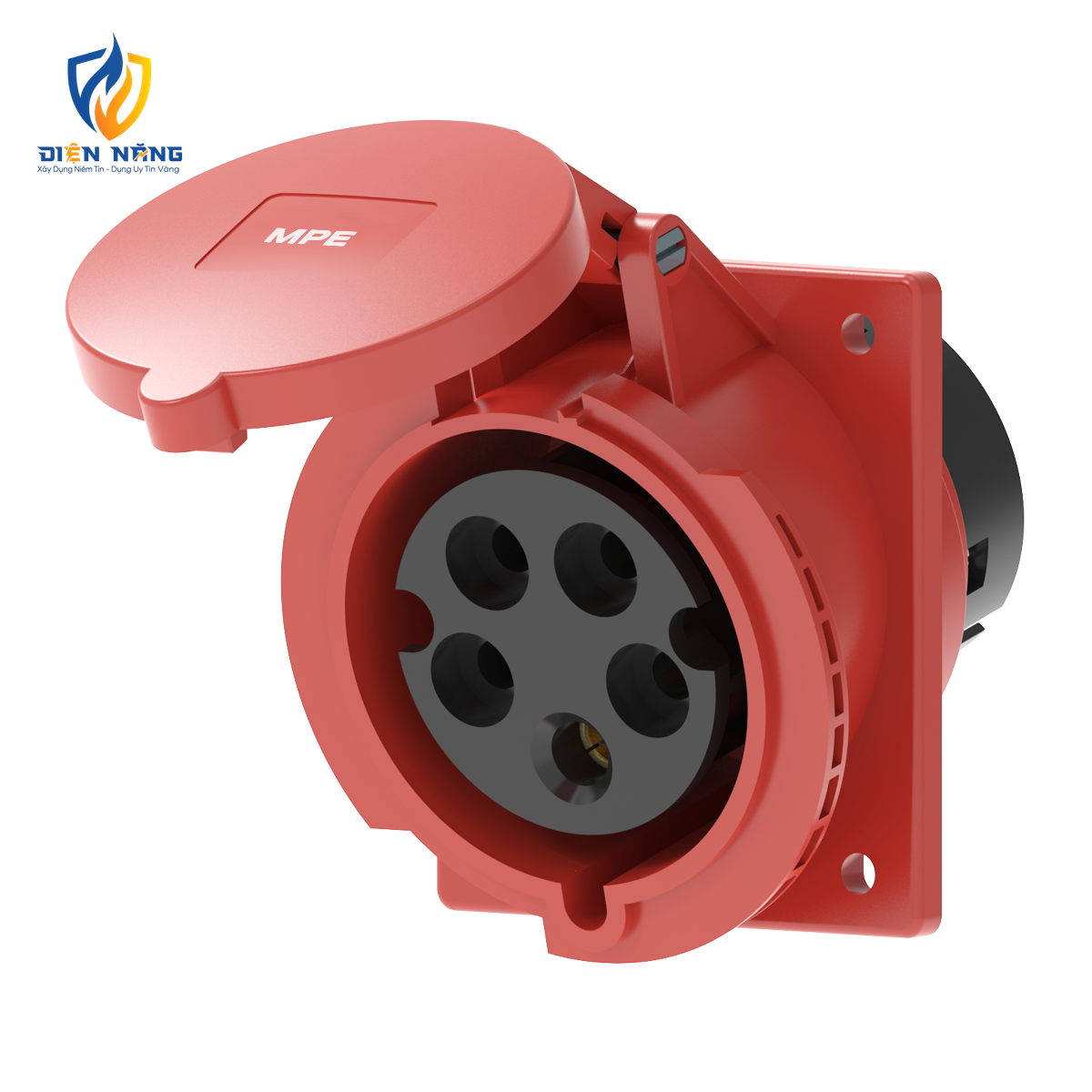 Ổ cắm loại cố định bắt trên bảng điện xéo 5 cực, 32A, IP44 mã MPN2-425