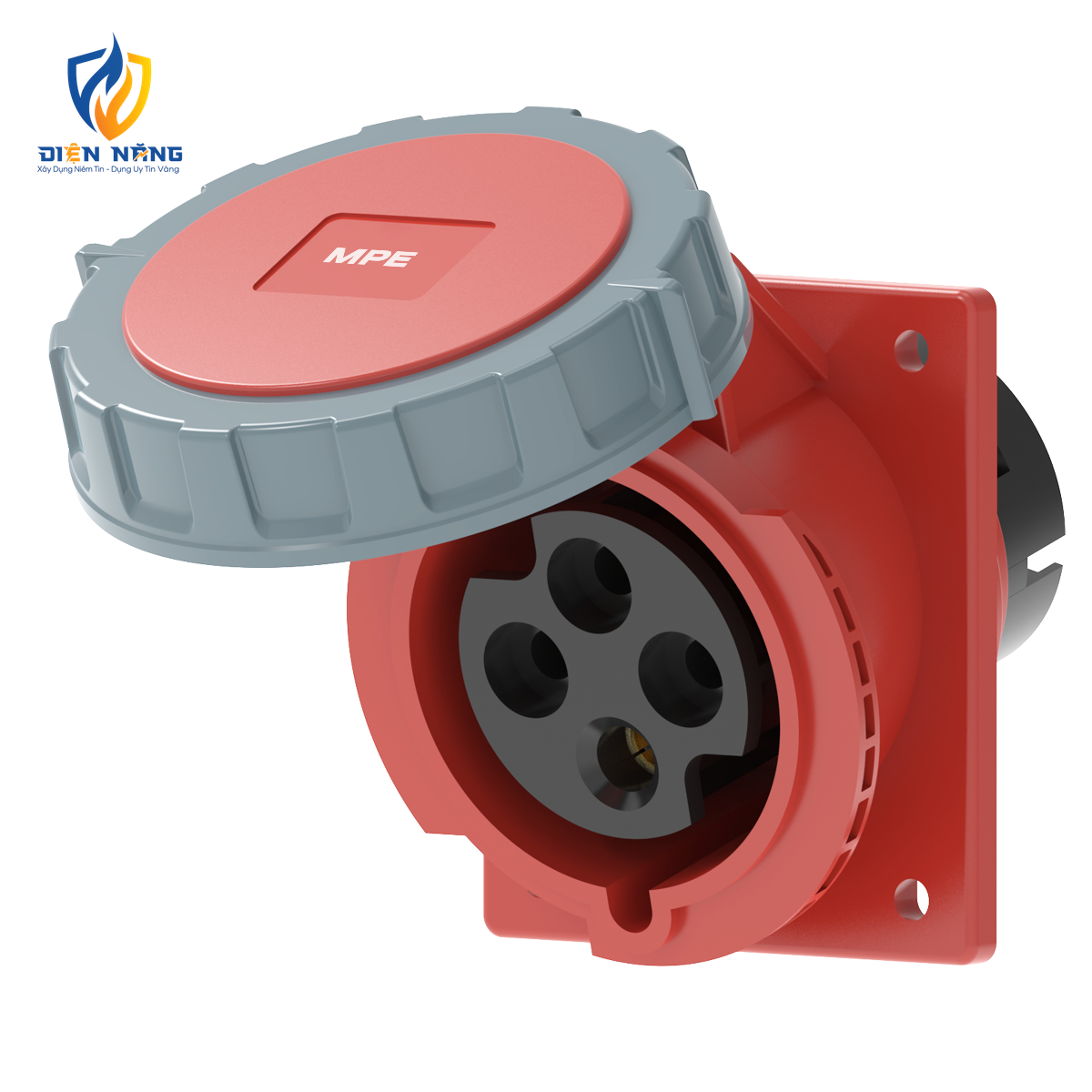 Ổ cắm loại cố định bắt trên bảng điện xéo 4 cực, 32A, IP67 mã MPN2-4242