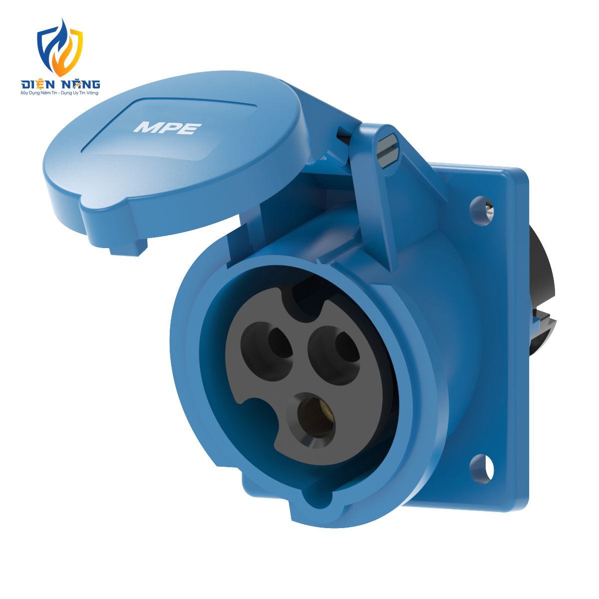 Ổ cắm loại cố định bắt trên bảng điện xéo 3 cực, 16A, IP44 mã MPN2-413