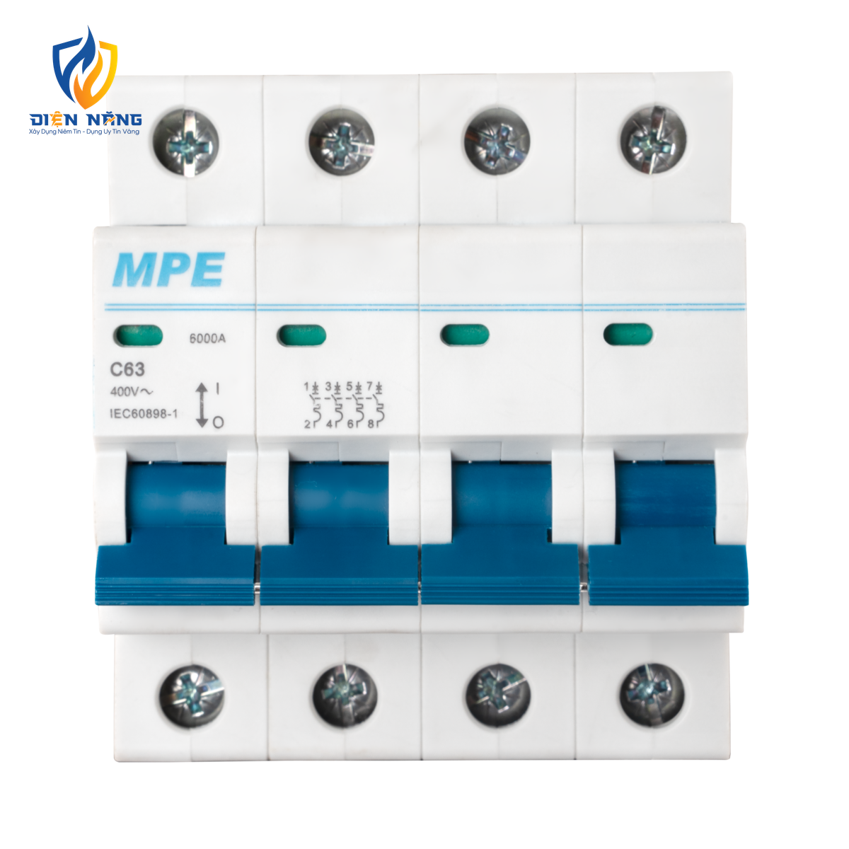 Cầu dao tự động MCB 4 cực, 63A, 6kA mã MP6-C463