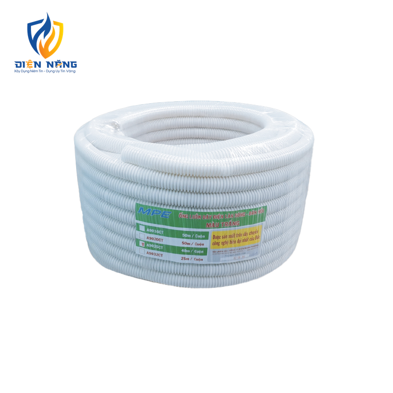 Ống luồn đàn hồi màu trắng phi 20mm cuộn 50m mã A9020 CT