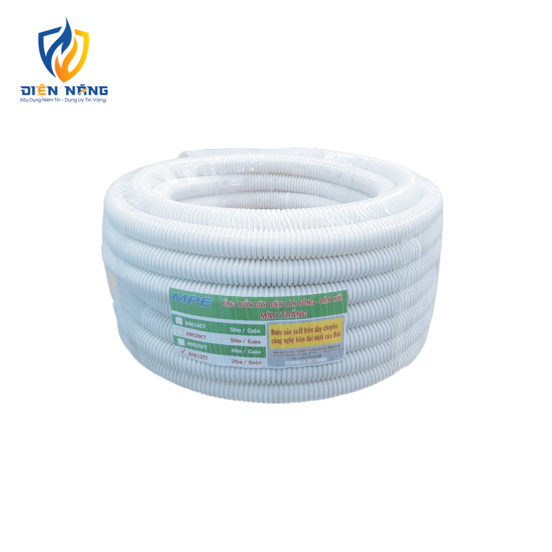 Ống luồn đàn hồi màu trắng phi 32mm cuộn 25m mã A9032 CT