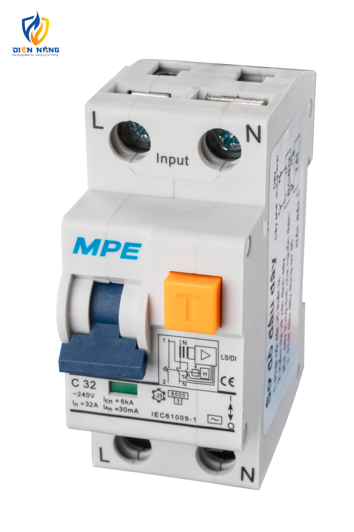 Cầu dao bảo vệ dòng rò, quá tải và ngắn mạch RCBO 2 cực, 32A, 30mA, 6kA mã RCBO-30/232 - anh 2