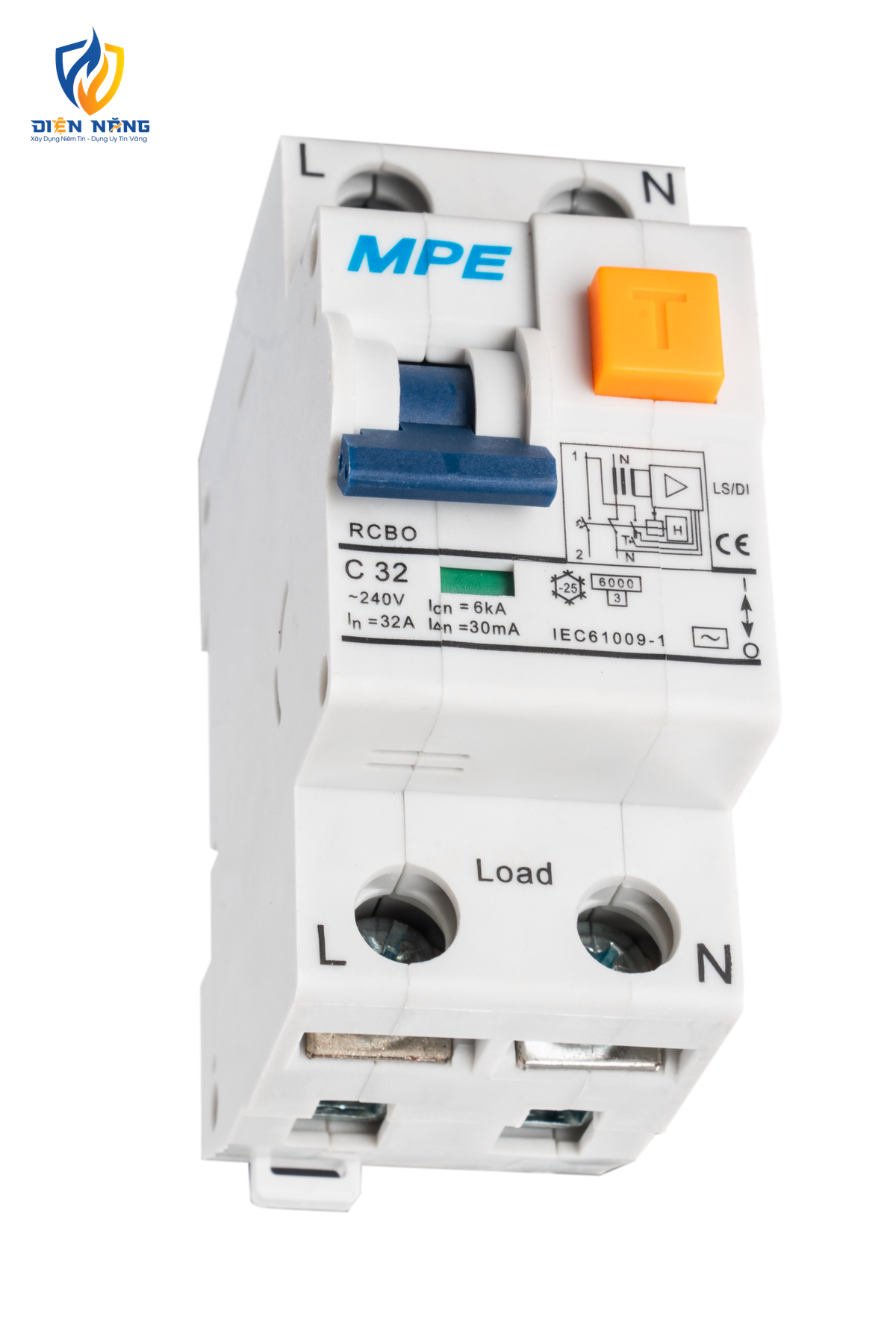 Cầu dao bảo vệ dòng rò, quá tải và ngắn mạch RCBO 2 cực, 32A, 30mA, 6kA mã RCBO-30/232 - anh 3