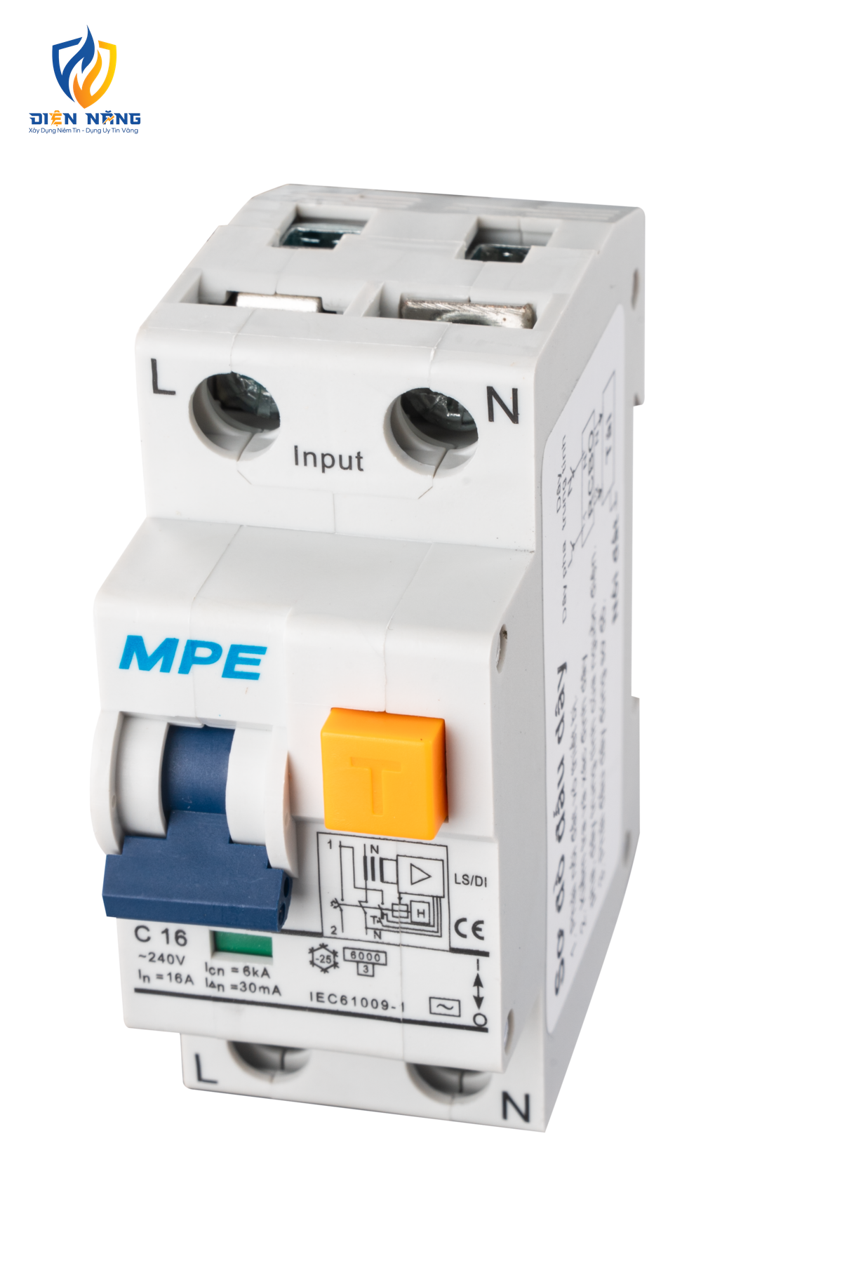 Cầu dao bảo vệ dòng rò, quá tải RCBO 2 cực, 16A, 30mA, 6kA mã RCBO-30/216 - anh 2